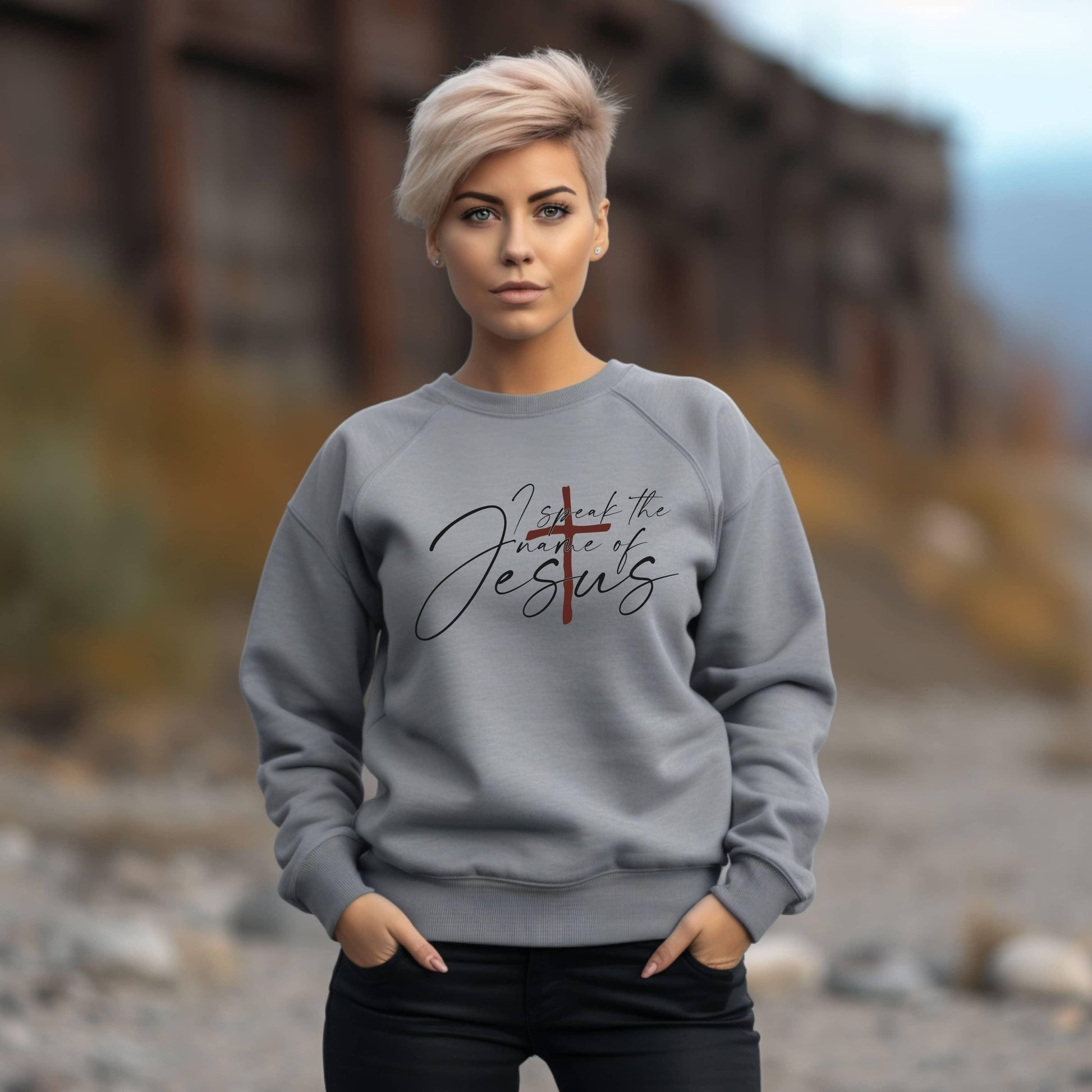 I Speak The Name Of Jesus Women’s Sweatshirt - JT Footprint Apparel