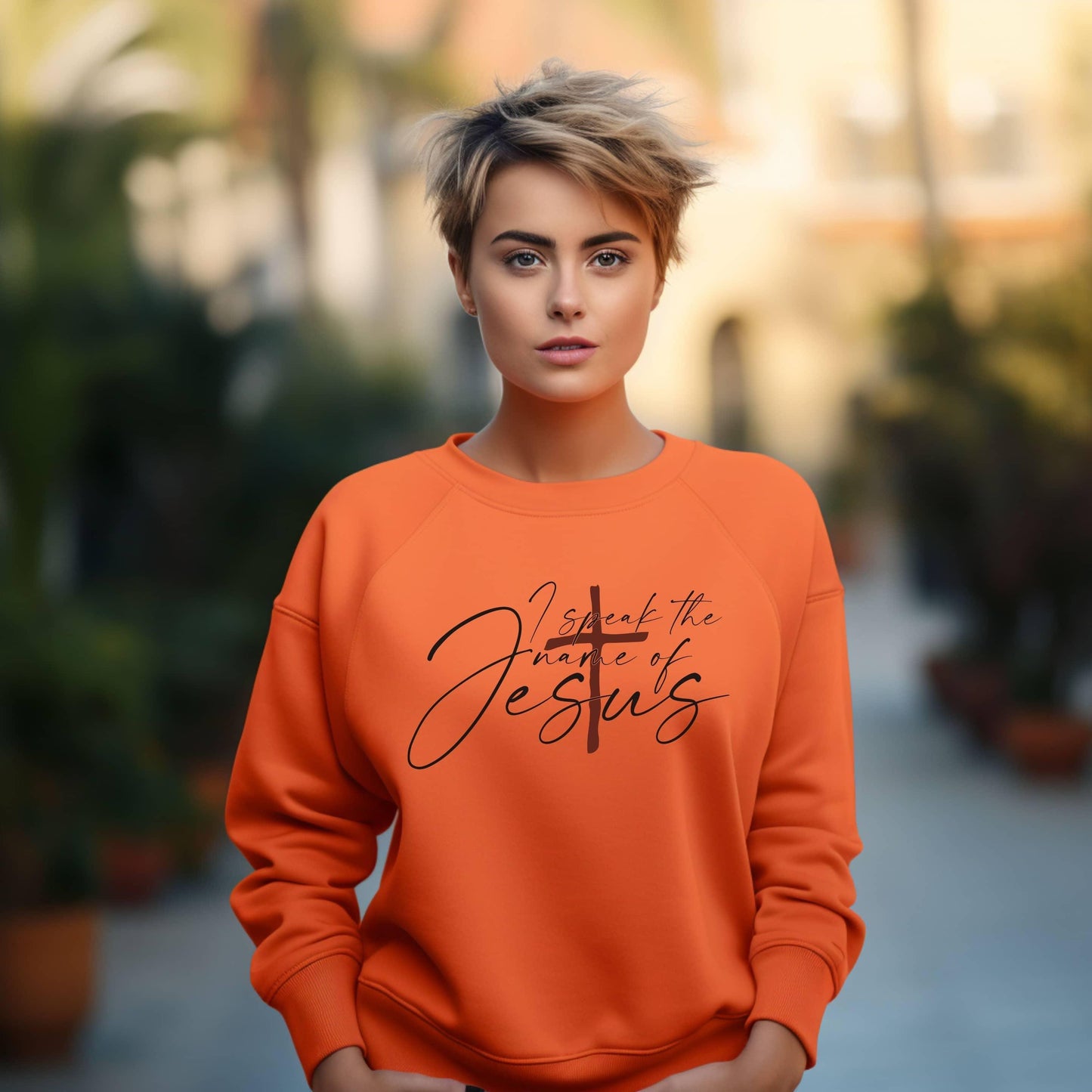 I Speak The Name Of Jesus Women’s Sweatshirt - JT Footprint Apparel