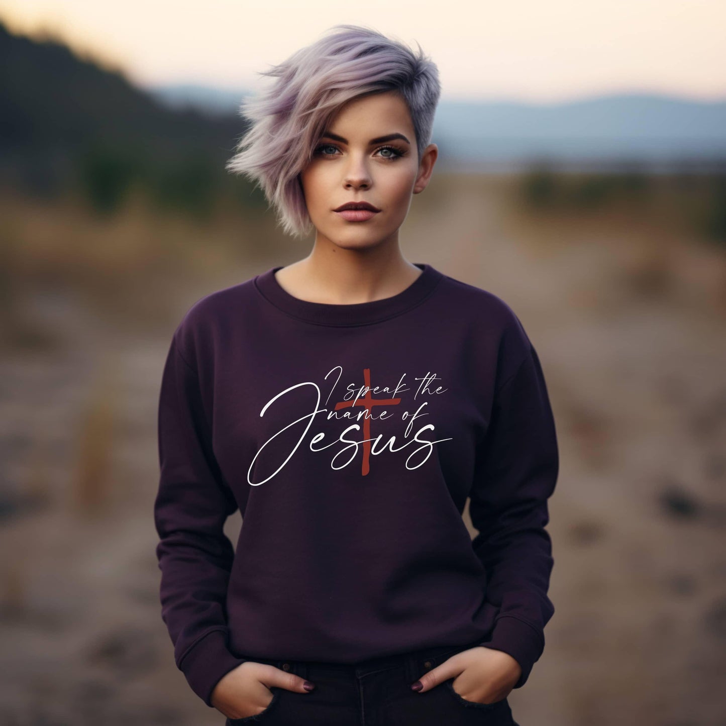 I Speak The Name Of Jesus Women’s Sweatshirt - JT Footprint Apparel