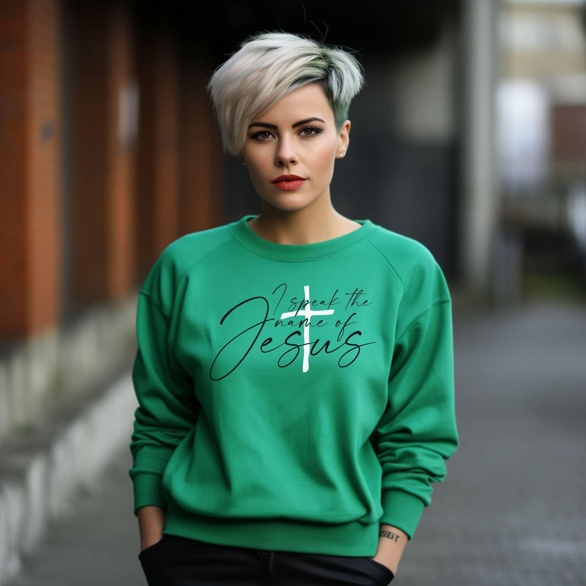 I Speak The Name Of Jesus Women’s Sweatshirt - JT Footprint Apparel