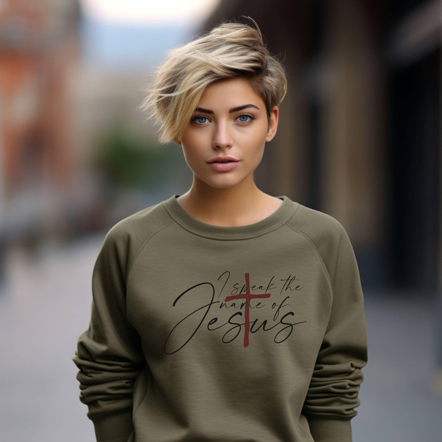 I Speak The Name Of Jesus Women’s Sweatshirt - JT Footprint Apparel