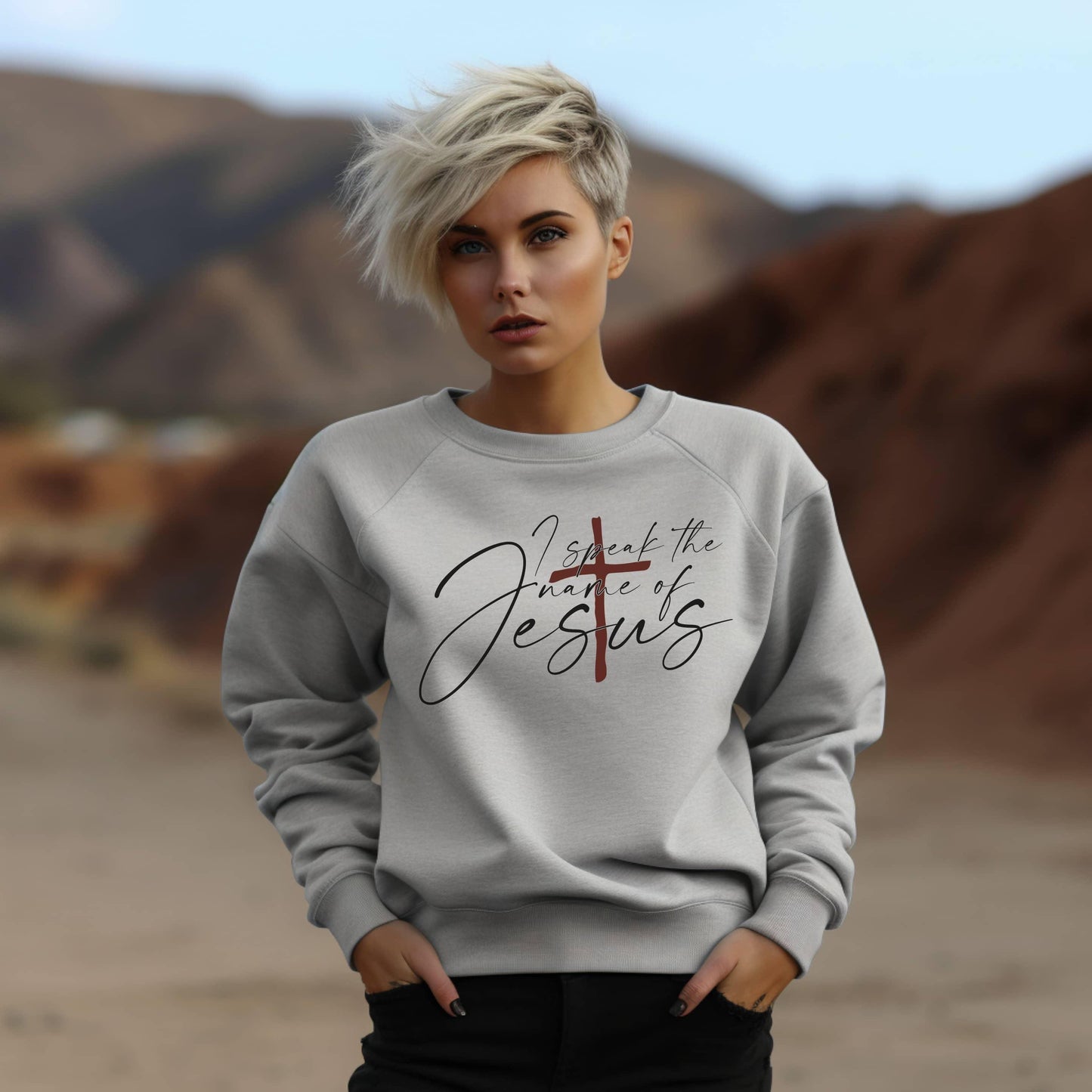 I Speak The Name Of Jesus Women’s Sweatshirt - JT Footprint Apparel