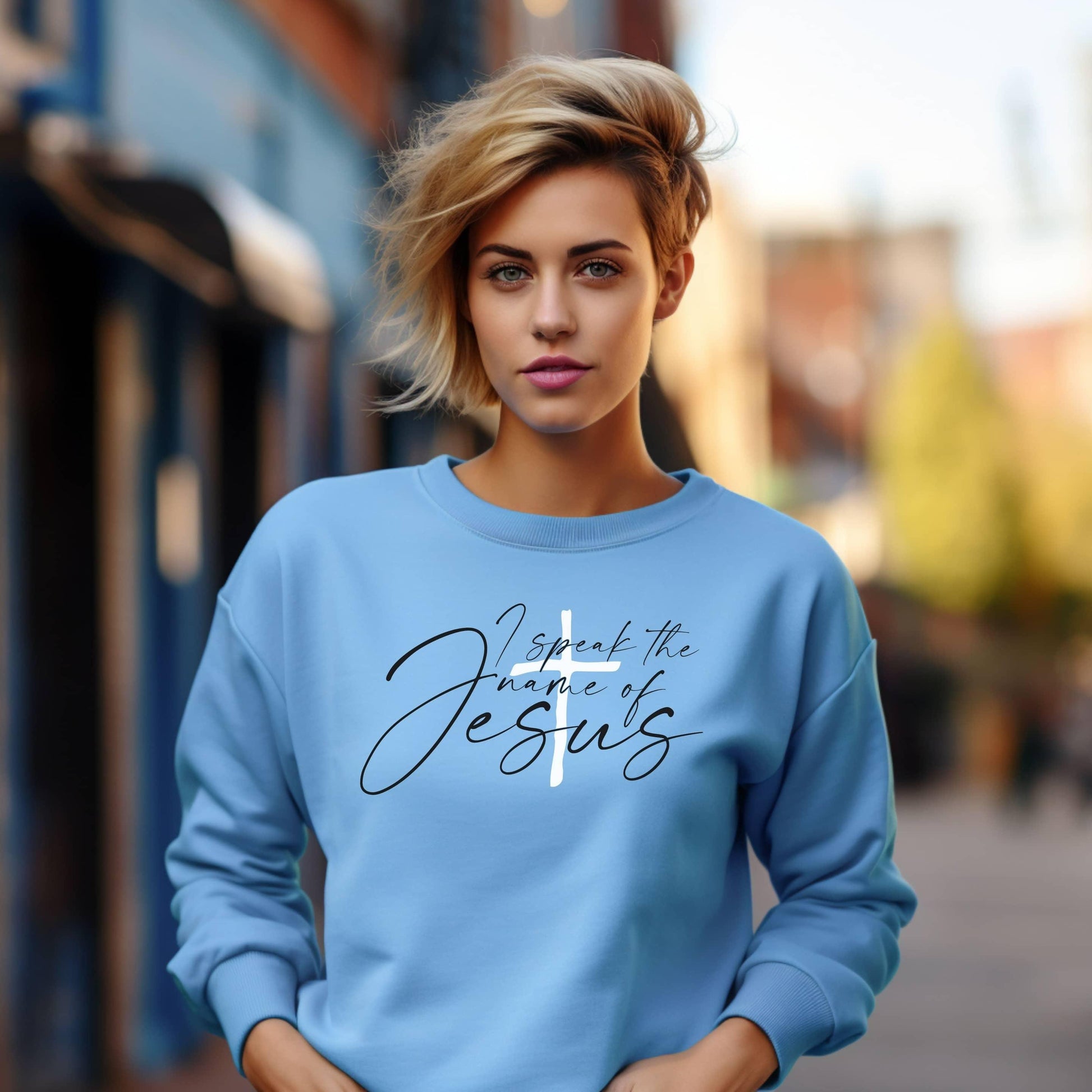 I Speak The Name Of Jesus Women’s Sweatshirt - JT Footprint Apparel