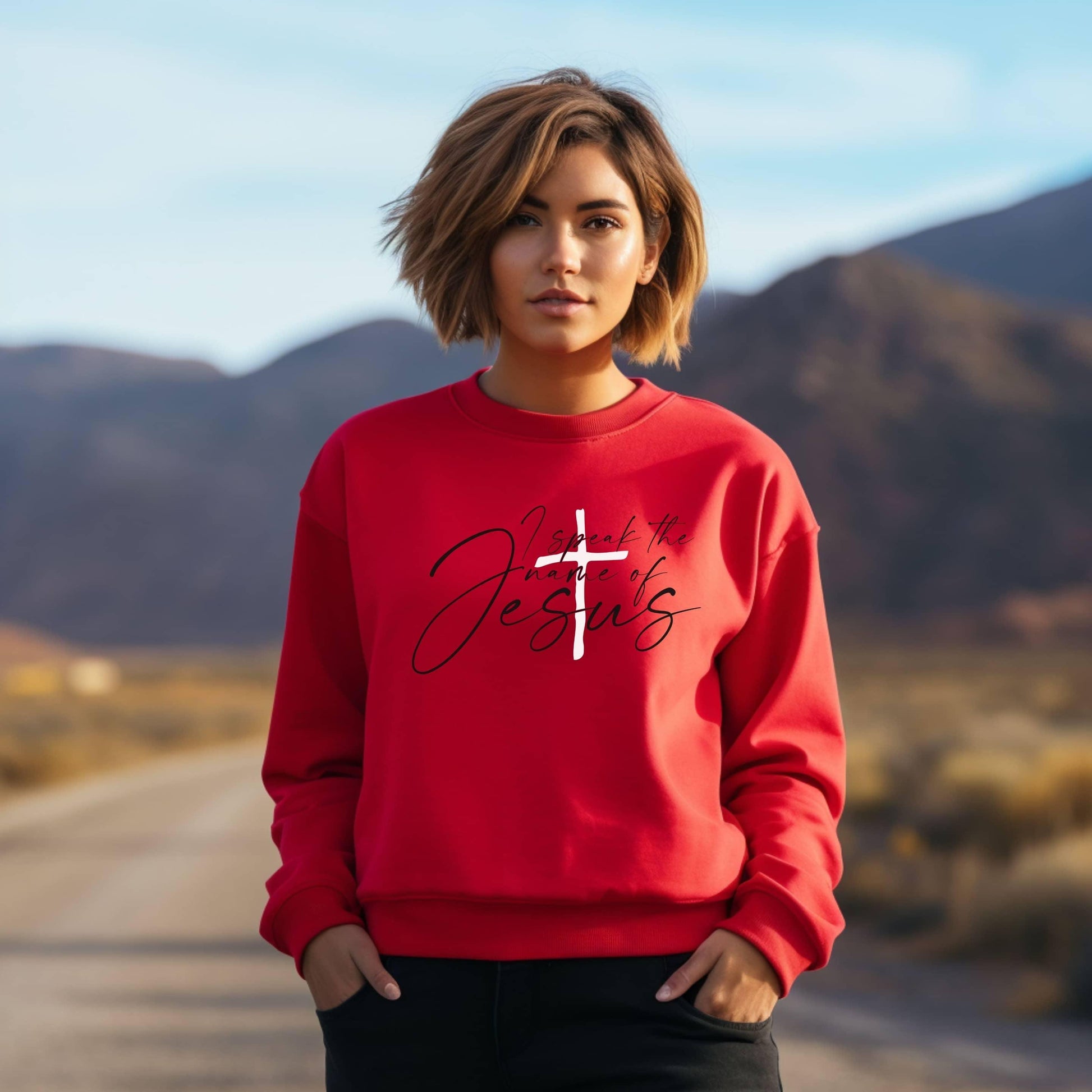 I Speak The Name Of Jesus Women’s Sweatshirt - JT Footprint Apparel