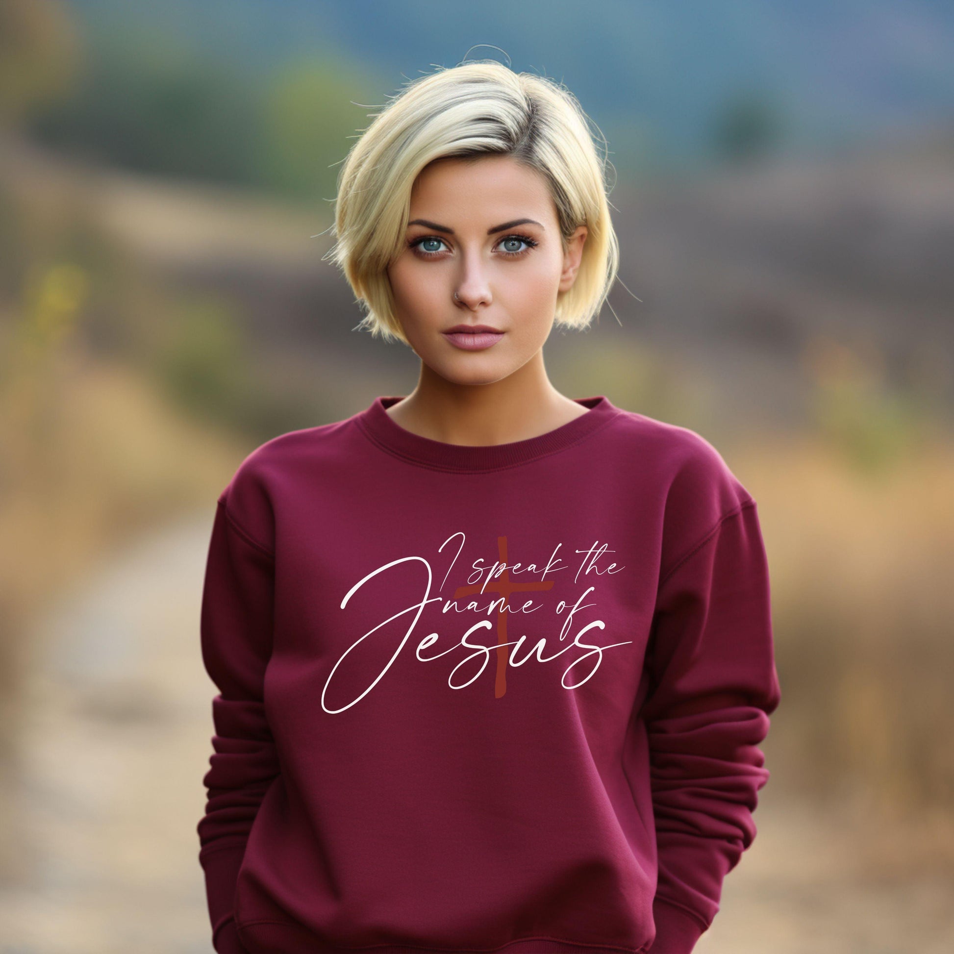 I Speak The Name Of Jesus Women’s Sweatshirt - JT Footprint Apparel