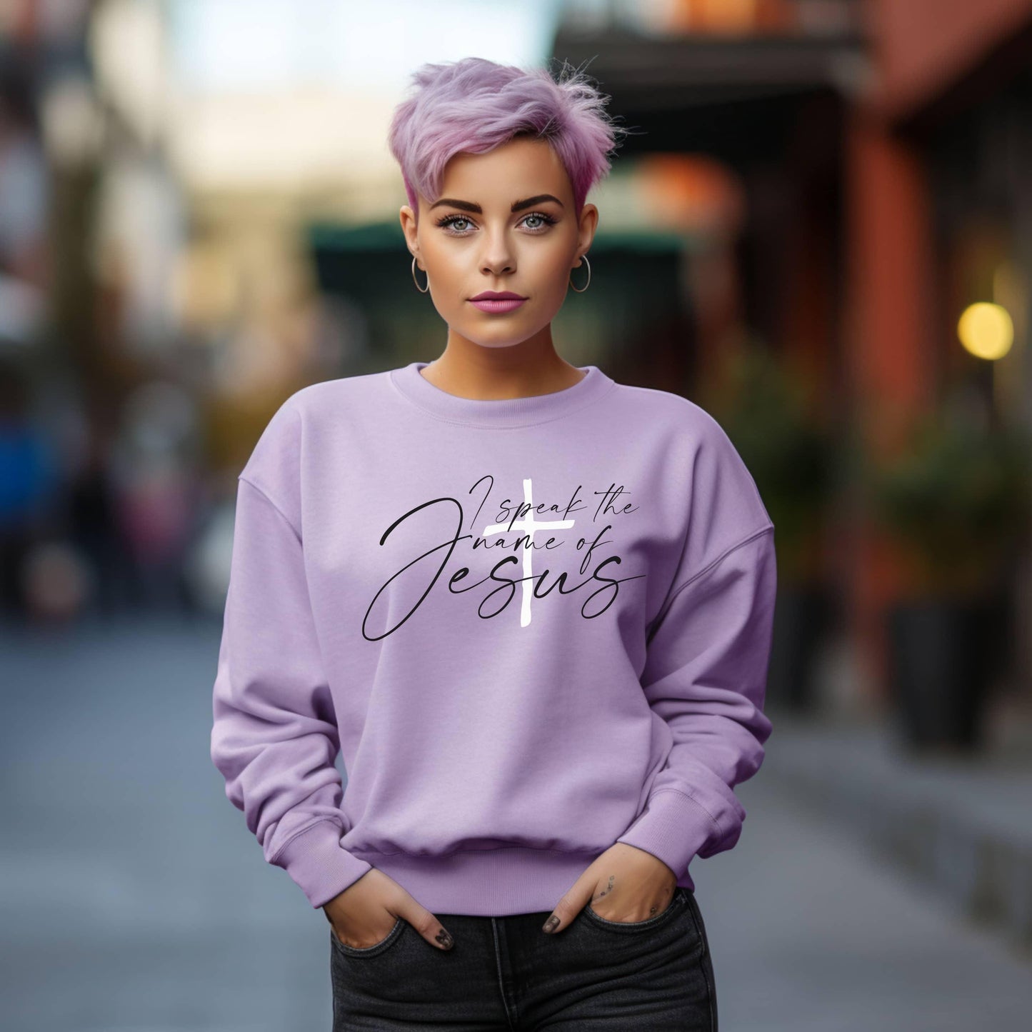 I Speak The Name Of Jesus Women’s Sweatshirt - JT Footprint Apparel