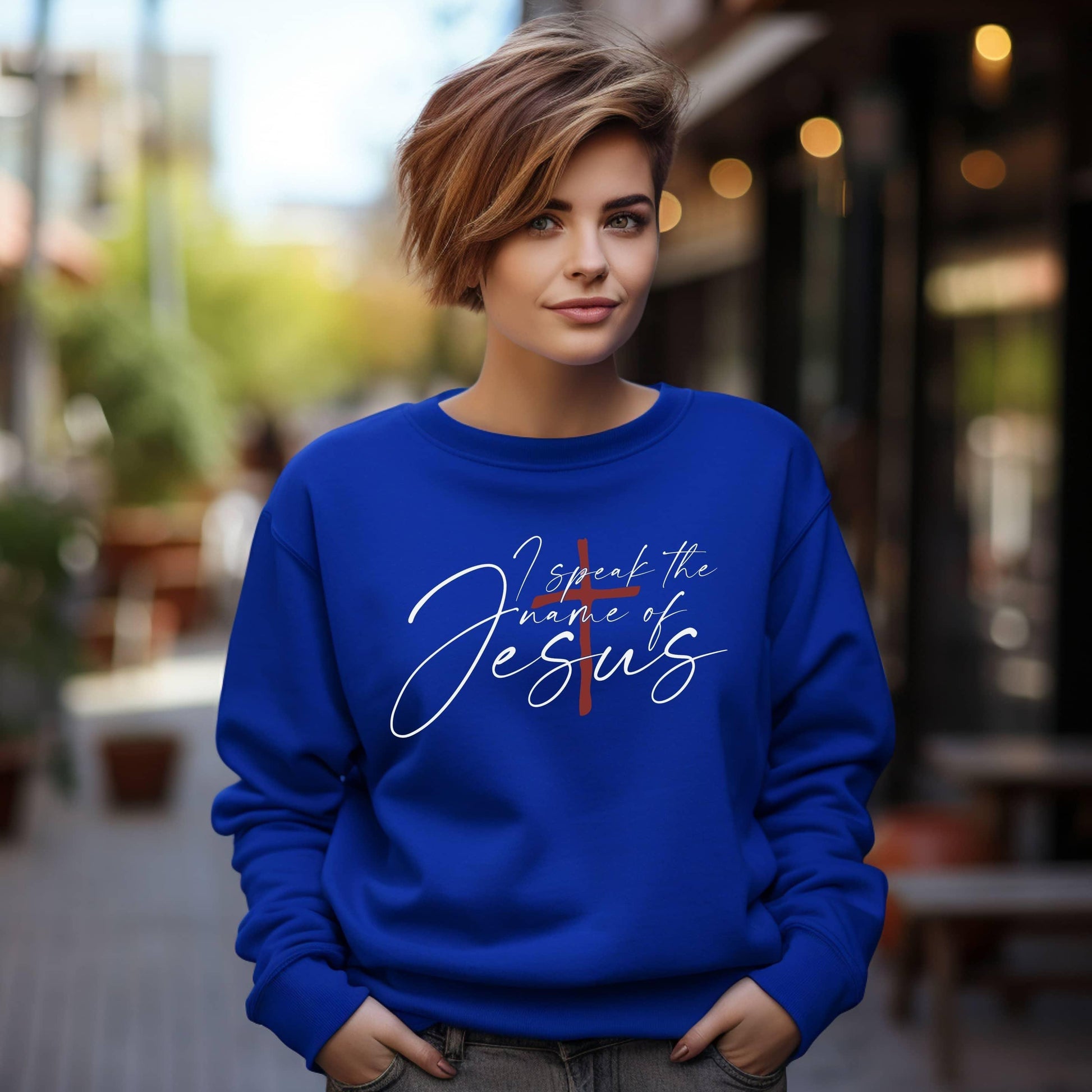 I Speak The Name Of Jesus Women’s Sweatshirt - JT Footprint Apparel