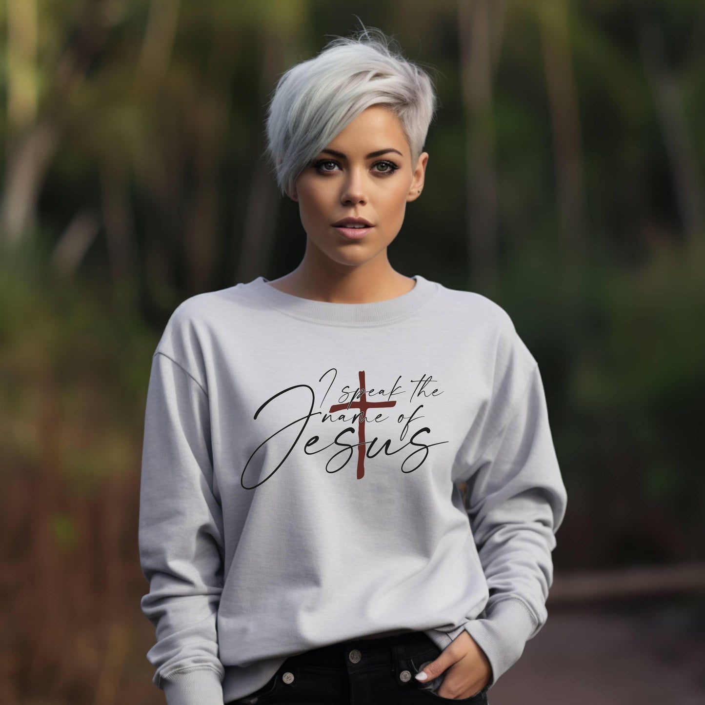 I Speak The Name Of Jesus Women’s Sweatshirt - JT Footprint Apparel