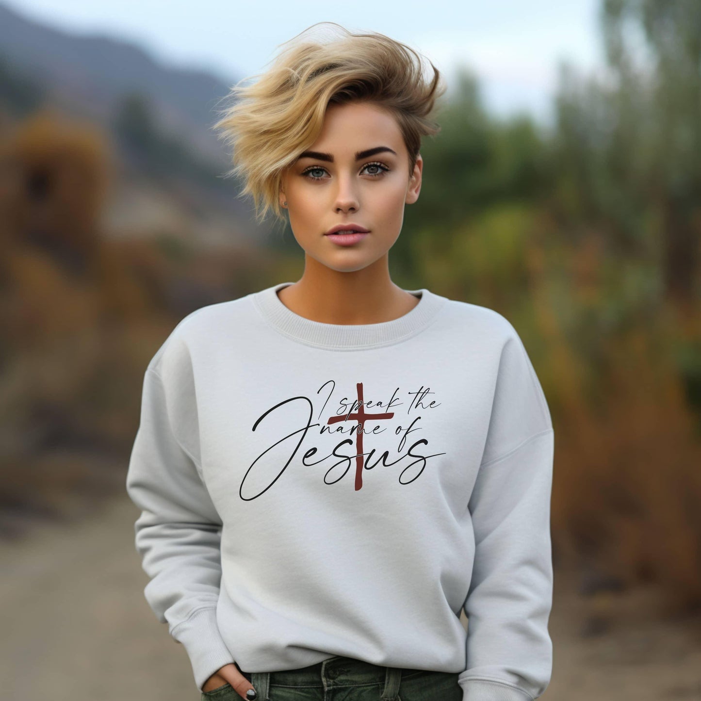 I Speak The Name Of Jesus Women’s Sweatshirt - JT Footprint Apparel