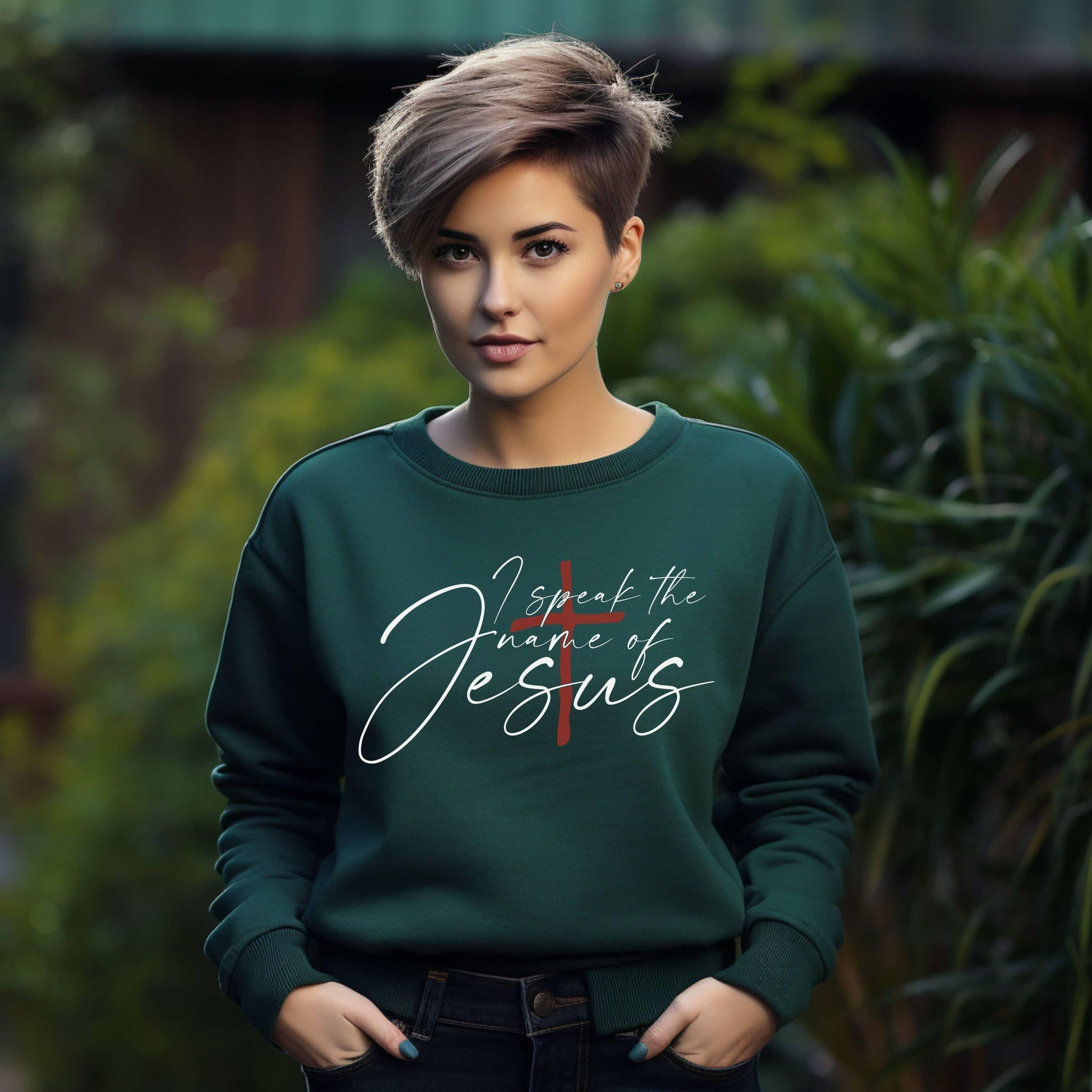 I Speak The Name Of Jesus Women’s Sweatshirt - JT Footprint Apparel