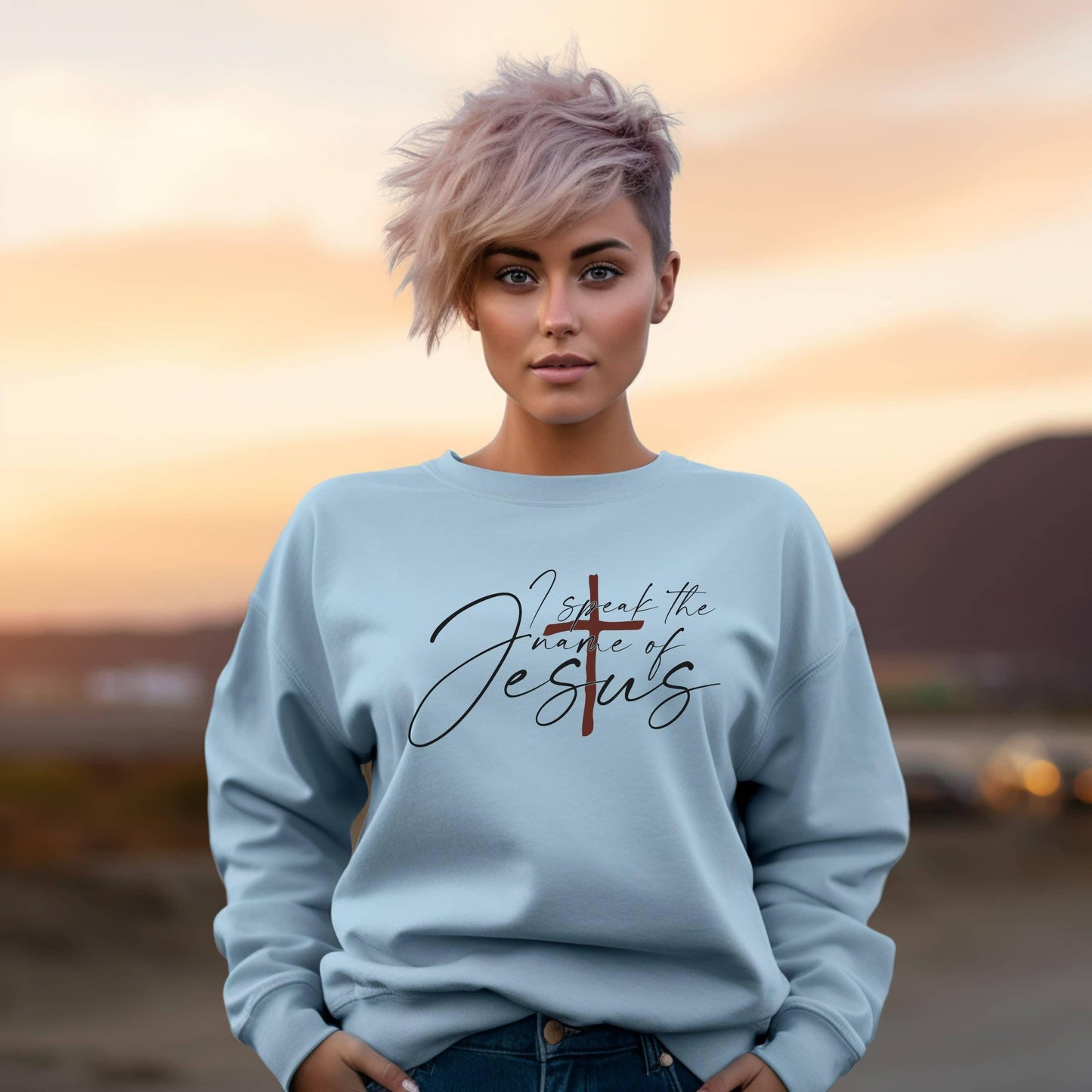 I Speak The Name Of Jesus Women’s Sweatshirt - JT Footprint Apparel