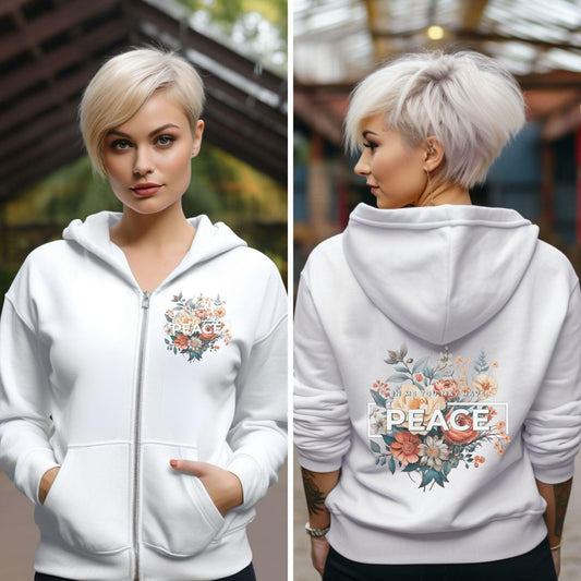 In Me You May Have Peace Women’s Unisex ZipUp Hoodie - JT Footprint Apparel