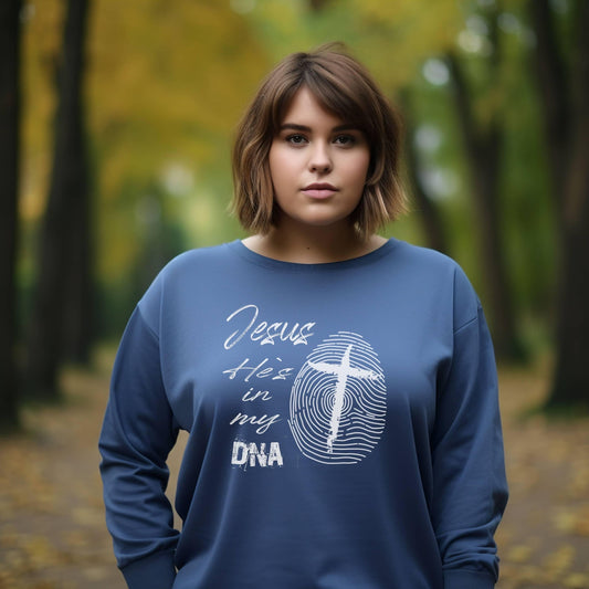 Jesus He’s In My DNA Plus Long Sleeve Tee - JT Footprint Apparel