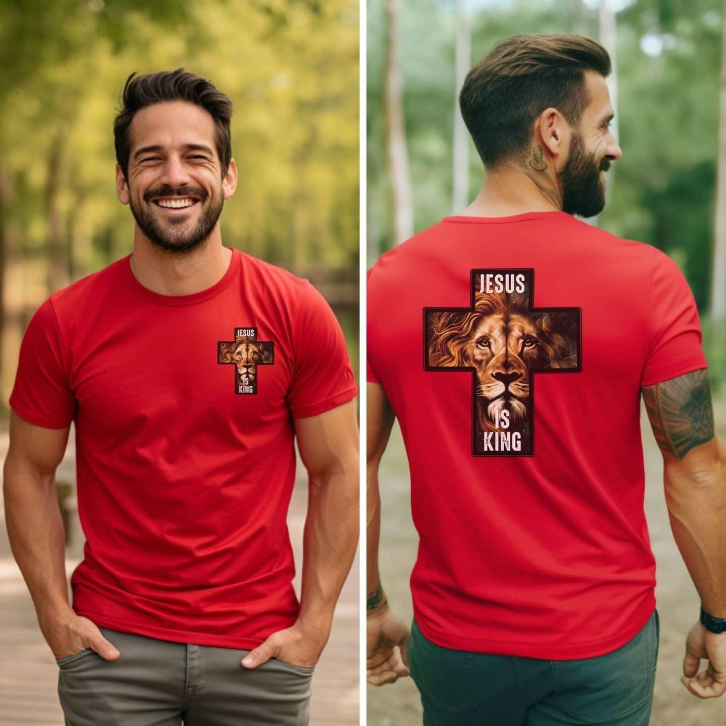 Jesus Is King Lion Of Judah Cross Men’s T-Shirt - JT Footprint Apparel