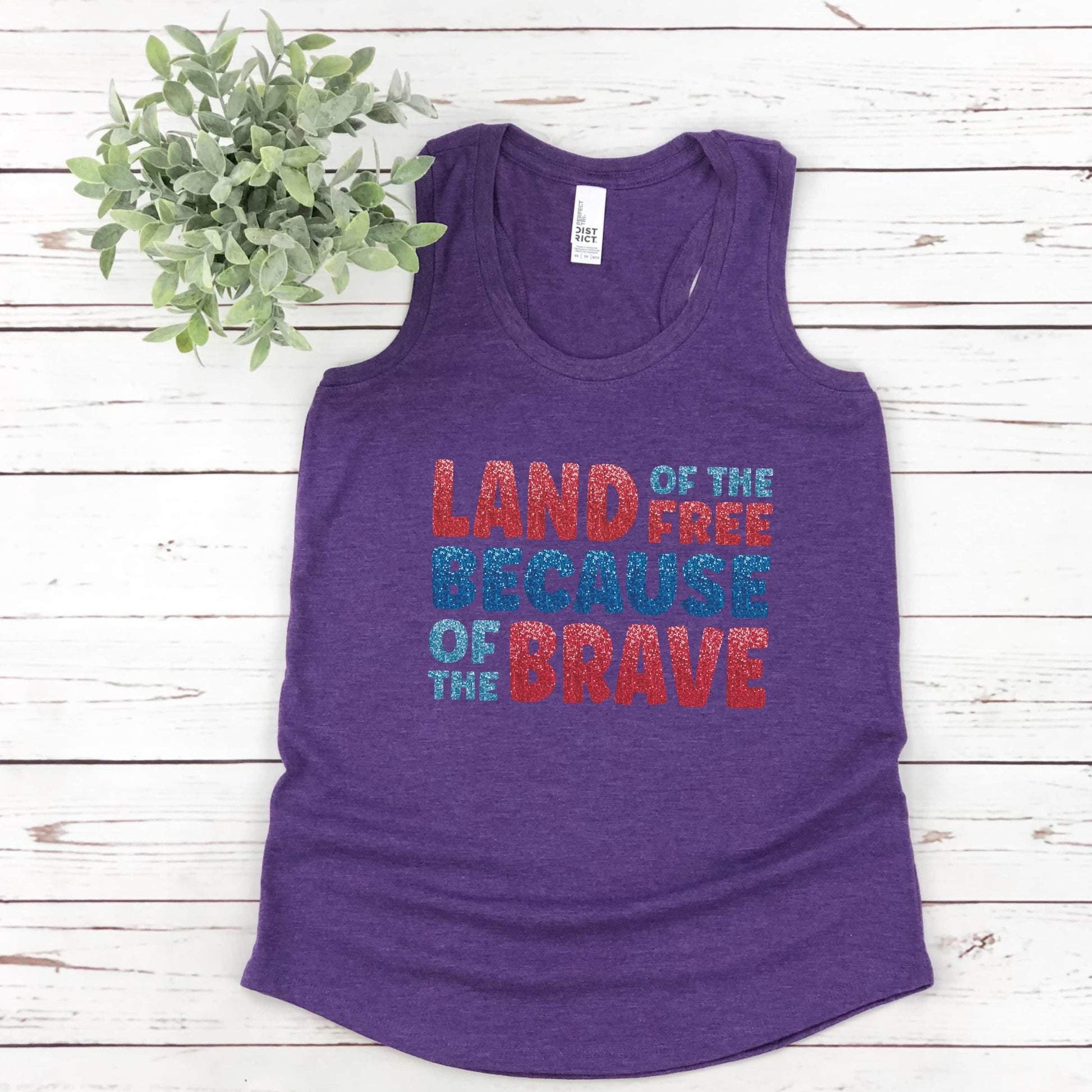 Land Of The Free Because Of The Brave Women’s Triblend Racerback Plus Tank - JT Footprint Apparel