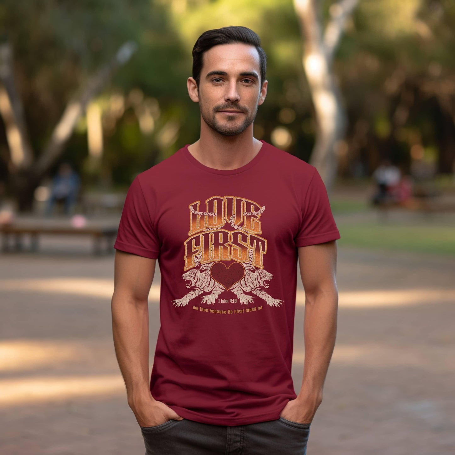 Love First We Love Because He First Loved Us Men’s Tee - JT Footprint Apparel
