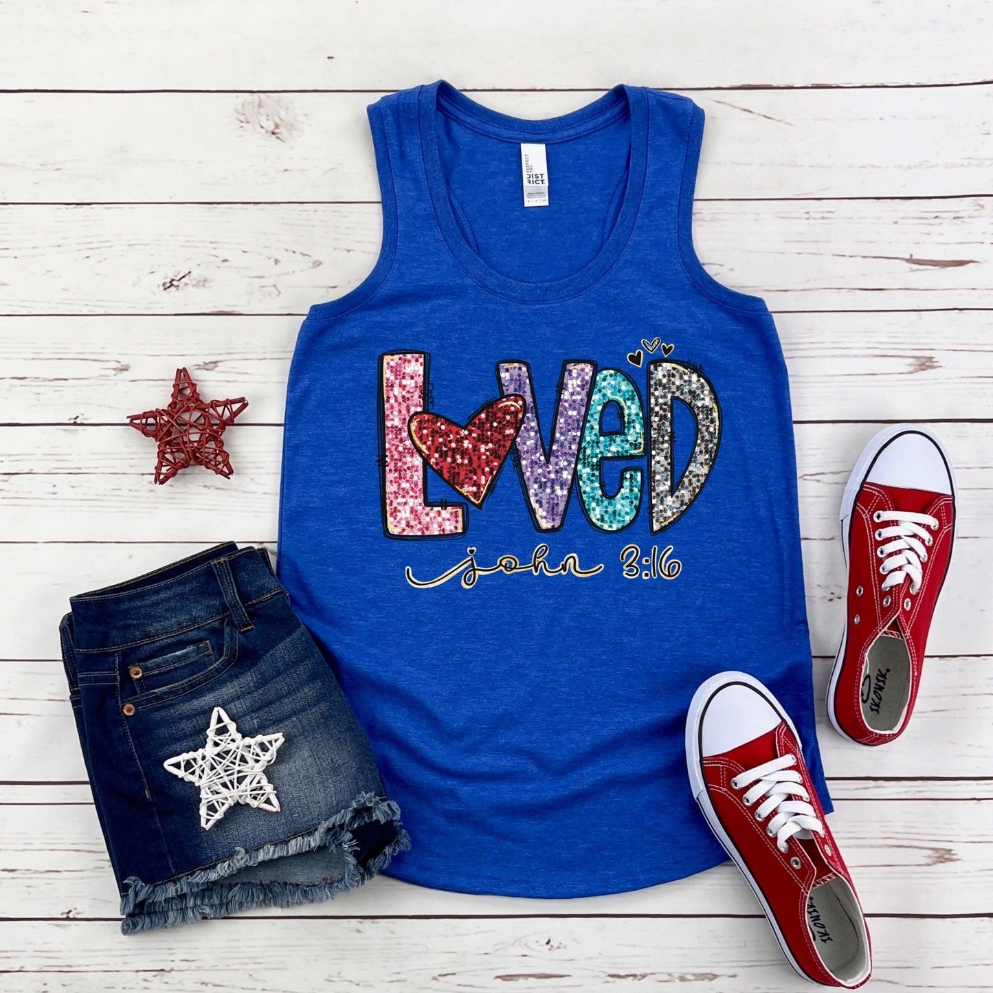 Loved John 3:16 Women’s Triblend Racerback Plus Tank - JT Footprint Apparel