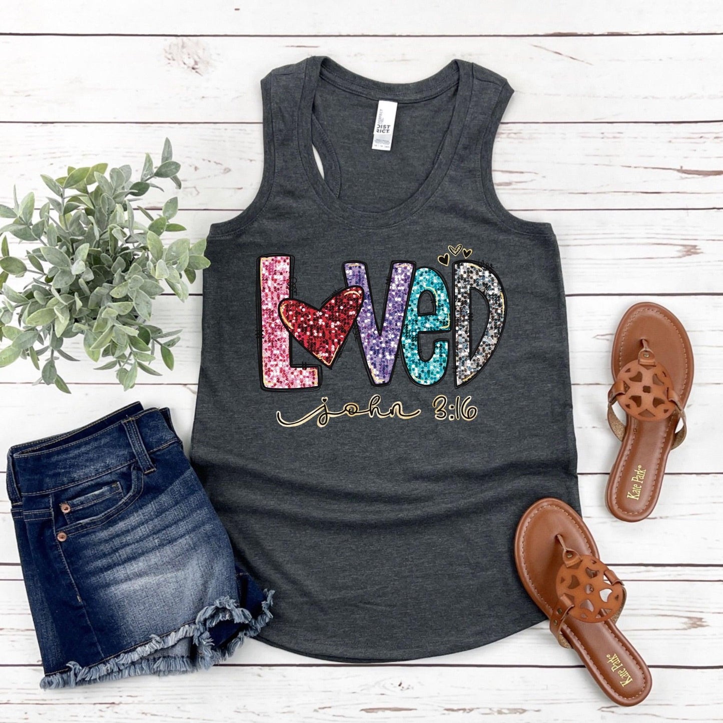 Loved John 3:16 Women’s Triblend Racerback Plus Tank - JT Footprint Apparel