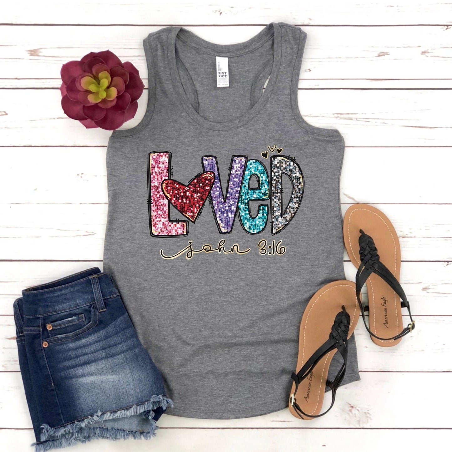 Loved John 3:16 Women’s Triblend Racerback Plus Tank - JT Footprint Apparel