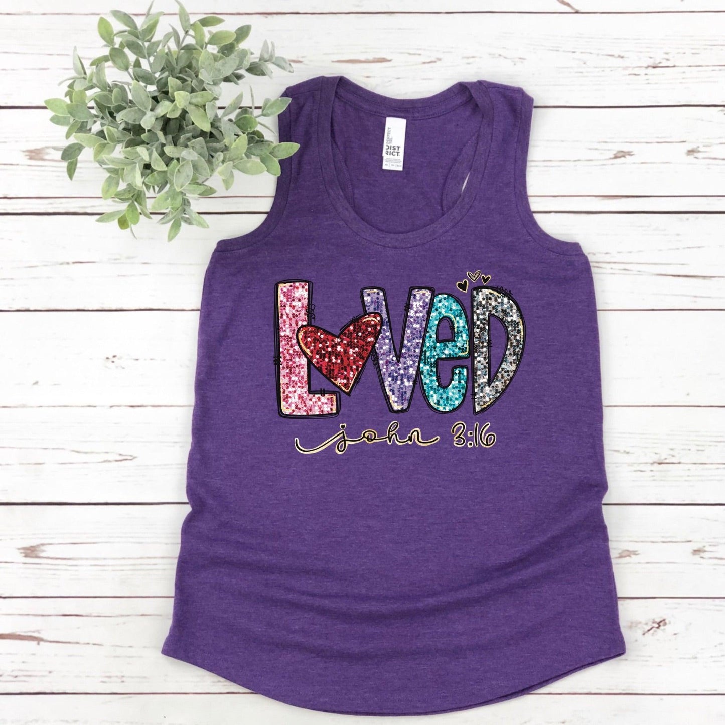 Loved John 3:16 Women’s Triblend Racerback Tank - JT Footprint Apparel