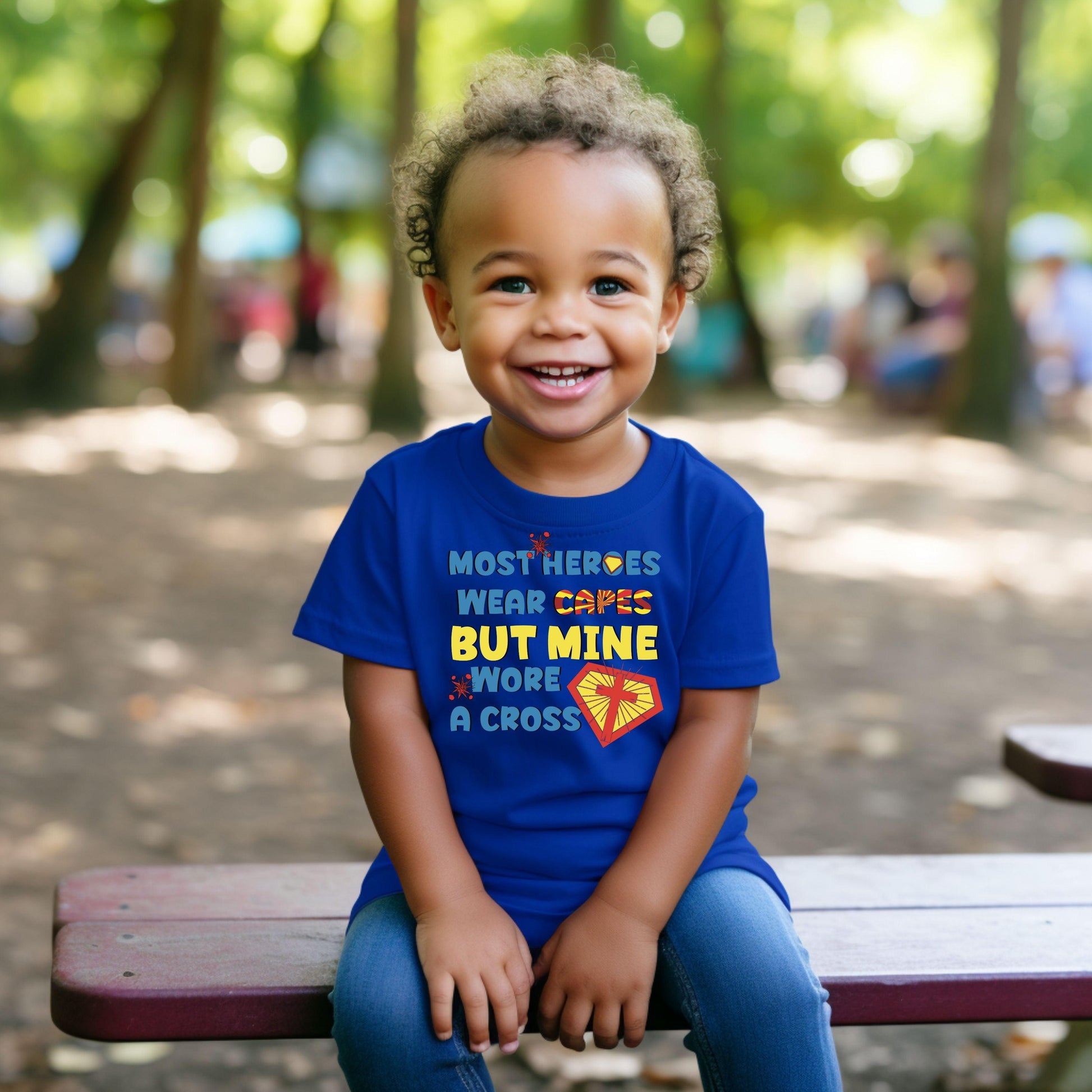 Most Heros Wear Capes But Mine Wore A Cross Christian Toddler Tee - JT Footprint Apparel