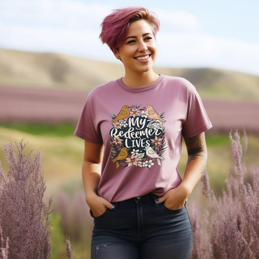 My Redeemer Lives Easter Women’s Plus Short Sleeve - JT Footprint Apparel