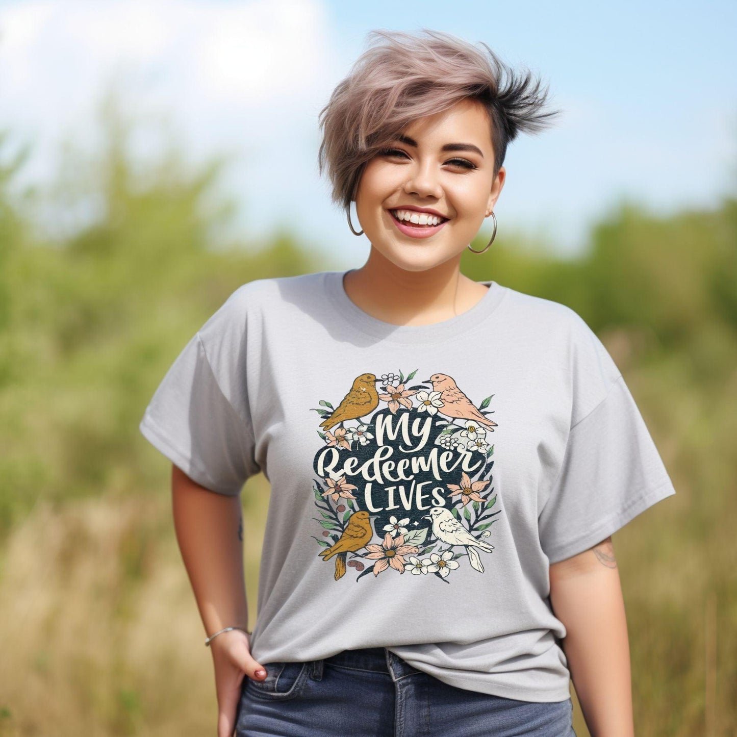 My Redeemer Lives Easter Women’s Plus Short Sleeve - JT Footprint Apparel