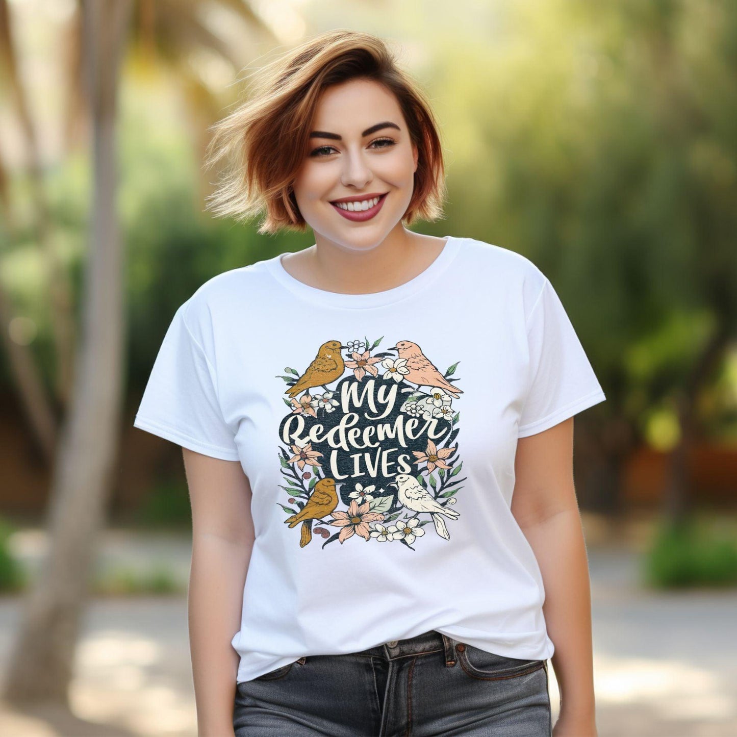 My Redeemer Lives Easter Women’s Plus Short Sleeve - JT Footprint Apparel