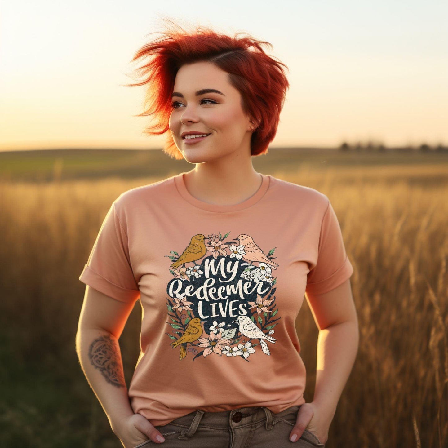 My Redeemer Lives Easter Women’s Plus Short Sleeve - JT Footprint Apparel