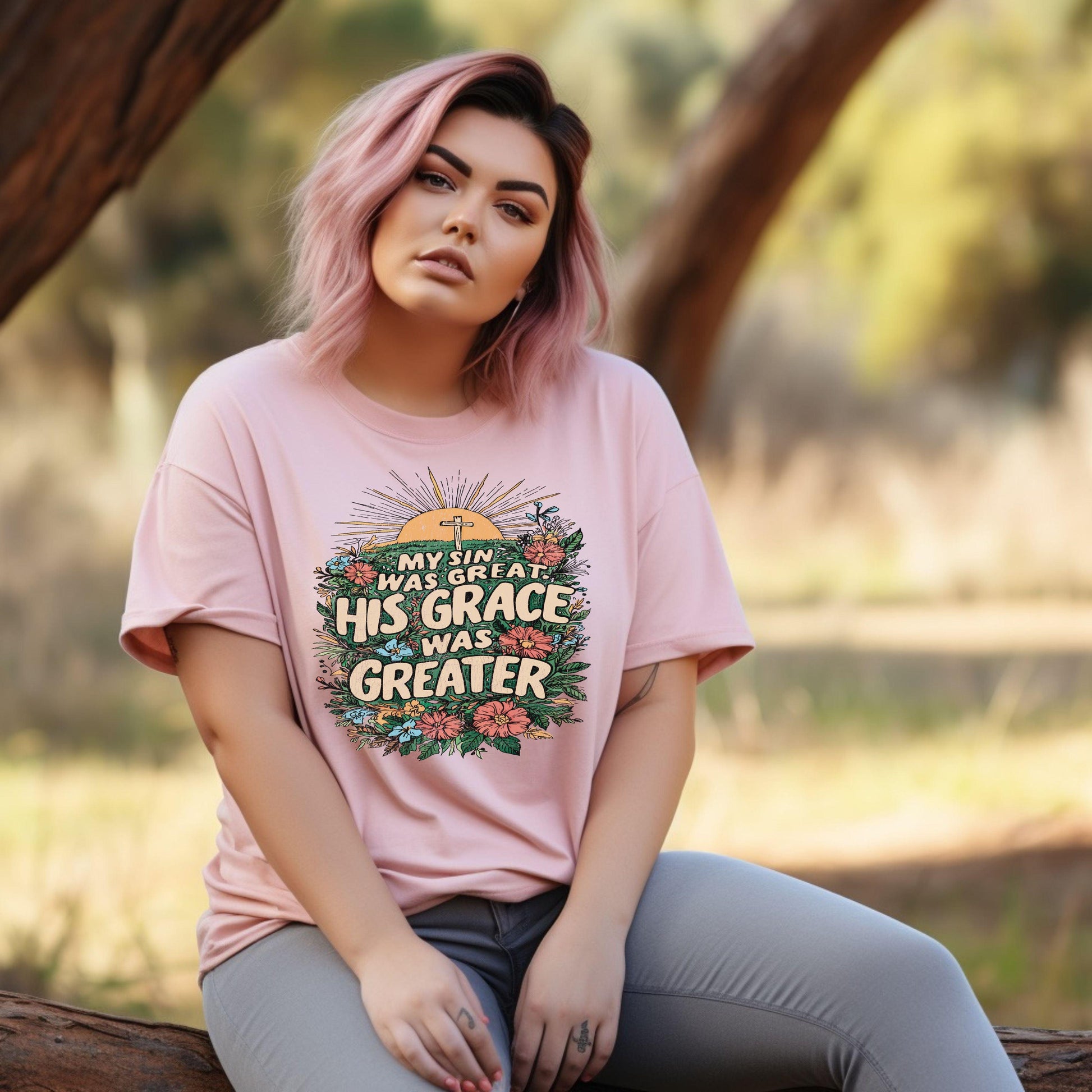 My Sin Was Great But His Grace Was Greater Women’s Plus Tee - JT Footprint Apparel