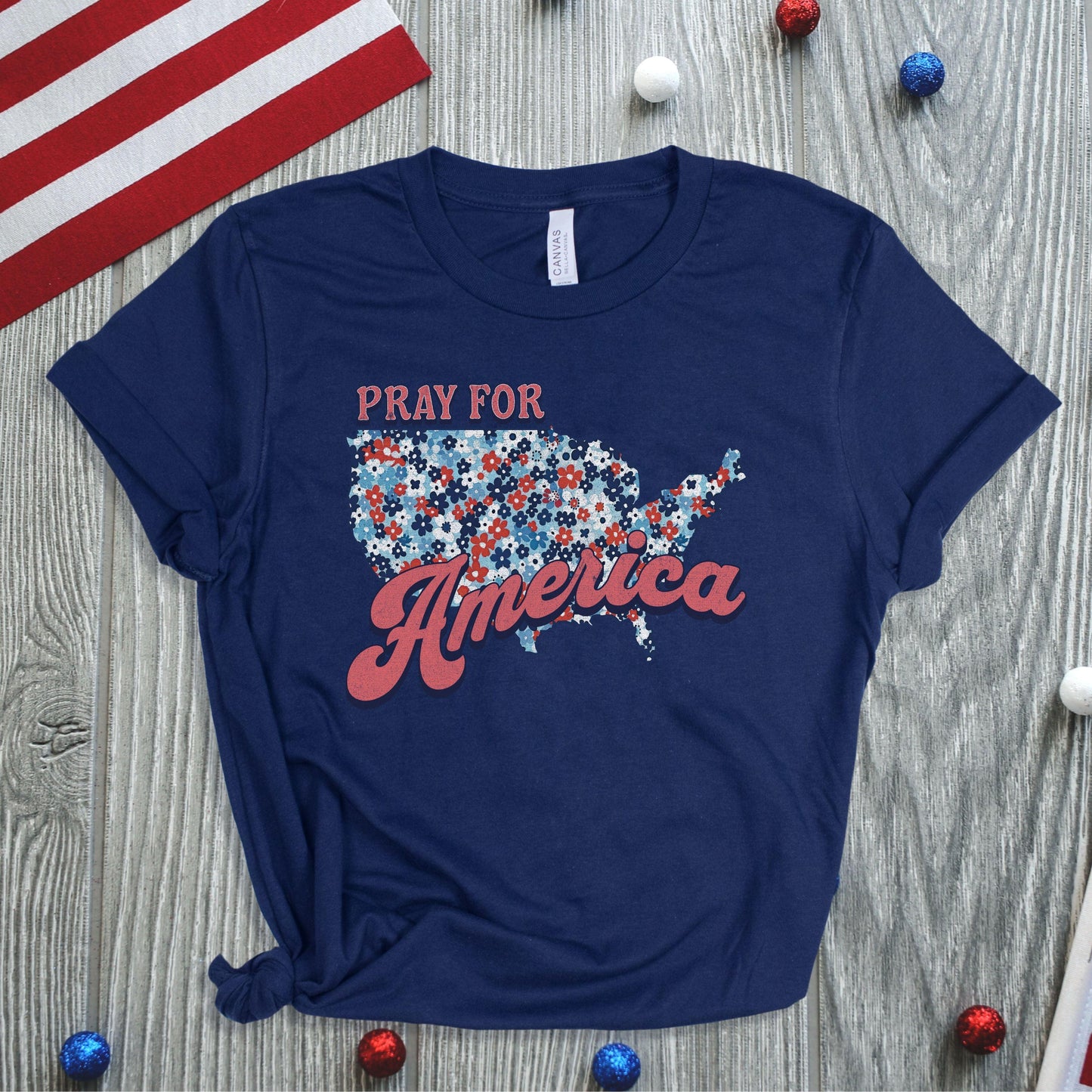 Pray For America Patriotic Women’s Tee - JT Footprint Apparel