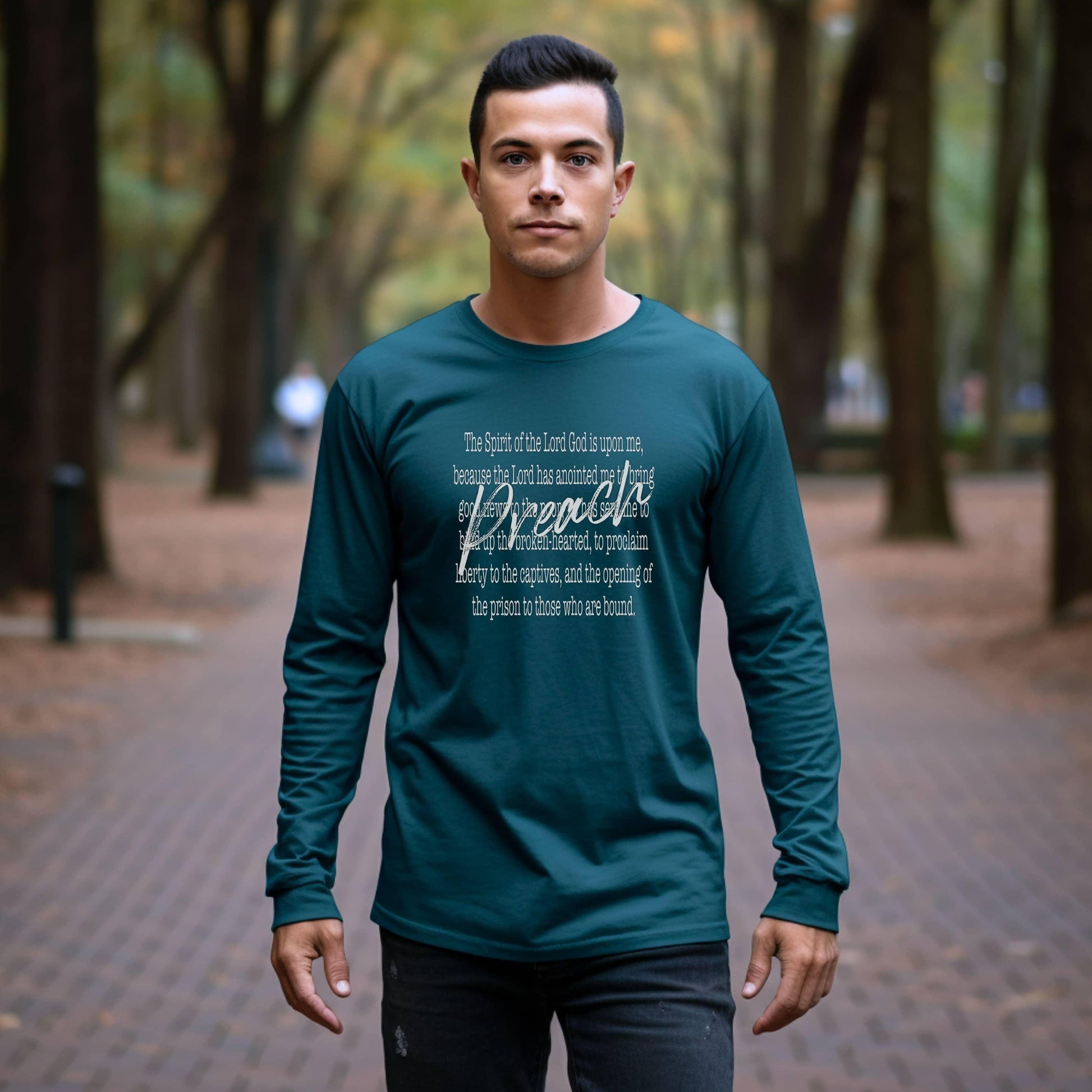 Preach The Spirit Of The Lord Is Upon Me Men’s Long Sleeve - JT Footprint Apparel