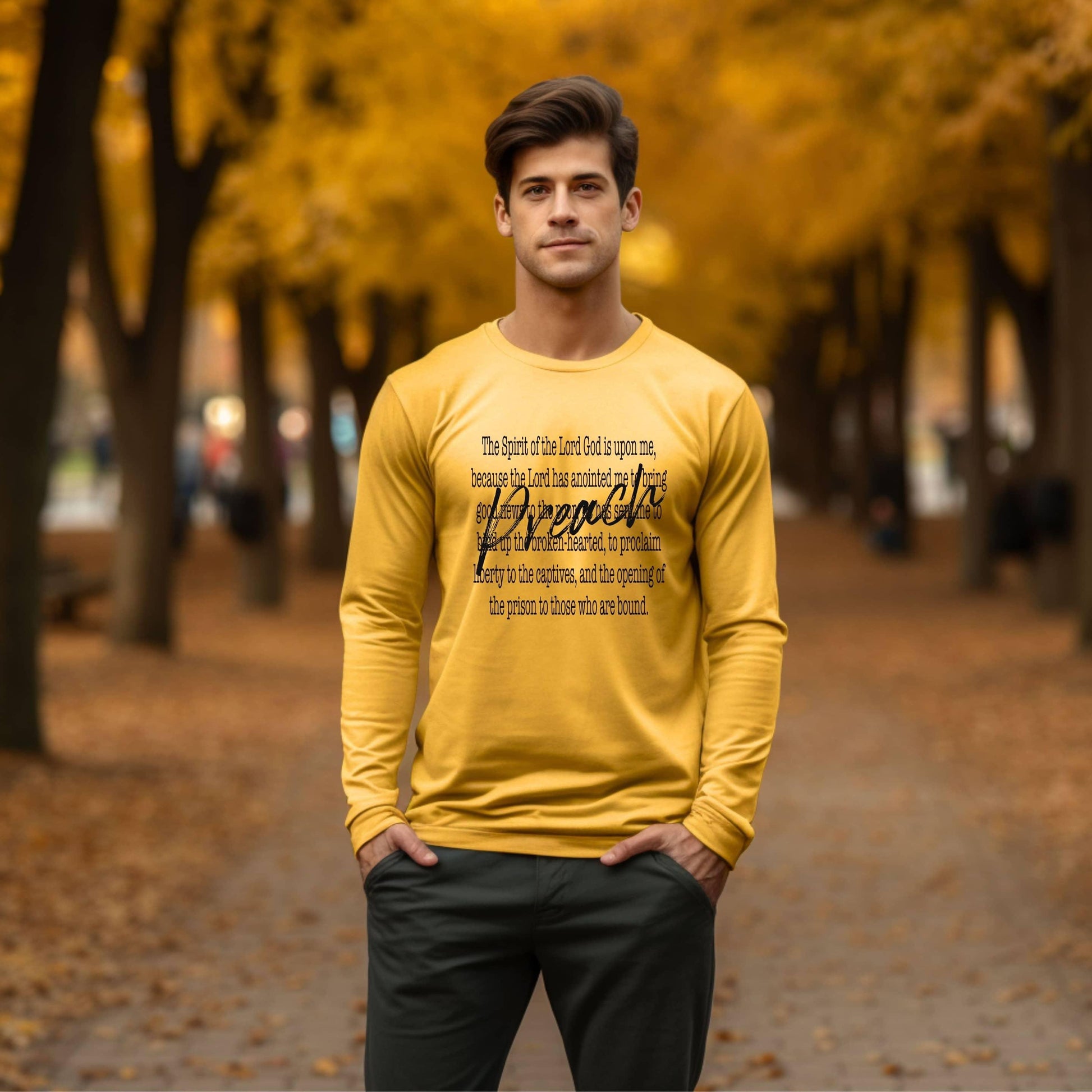 Preach The Spirit Of The Lord Is Upon Me Men’s Long Sleeve - JT Footprint Apparel