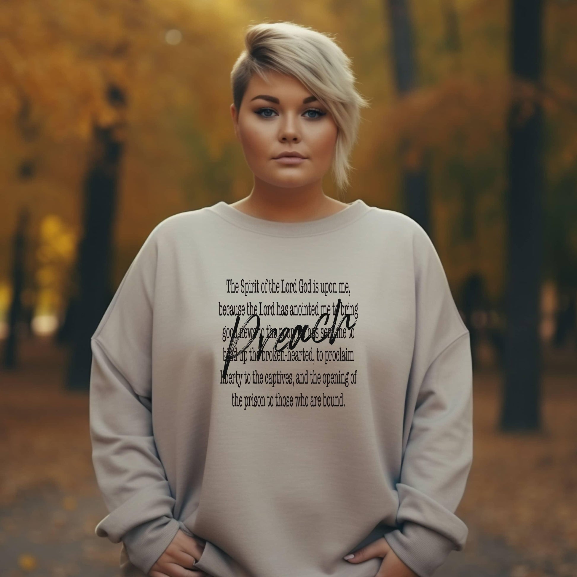 Preach The Spirit Of The Lord Is Upon Me Women’s Plus Long Sleeve Tee - JT Footprint Apparel