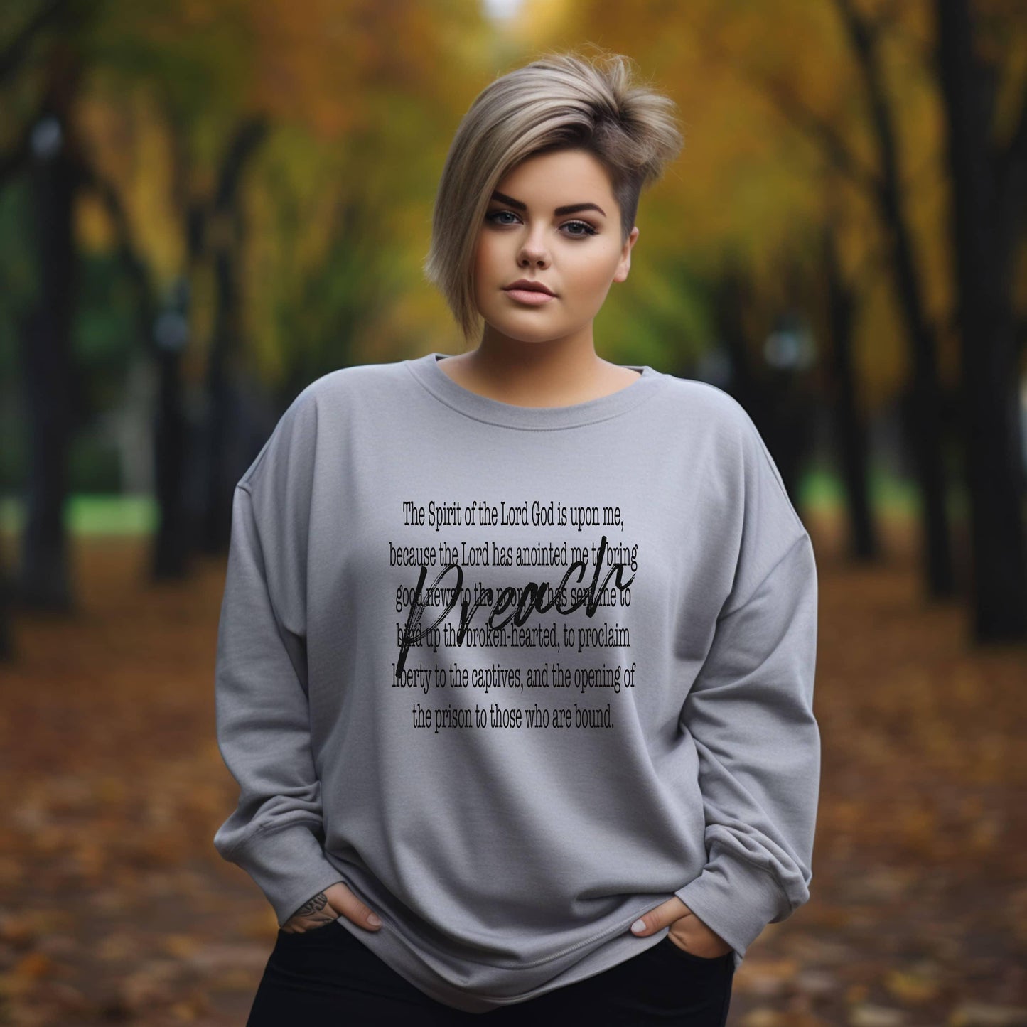 Preach The Spirit Of The Lord Is Upon Me Women’s Plus Long Sleeve Tee - JT Footprint Apparel