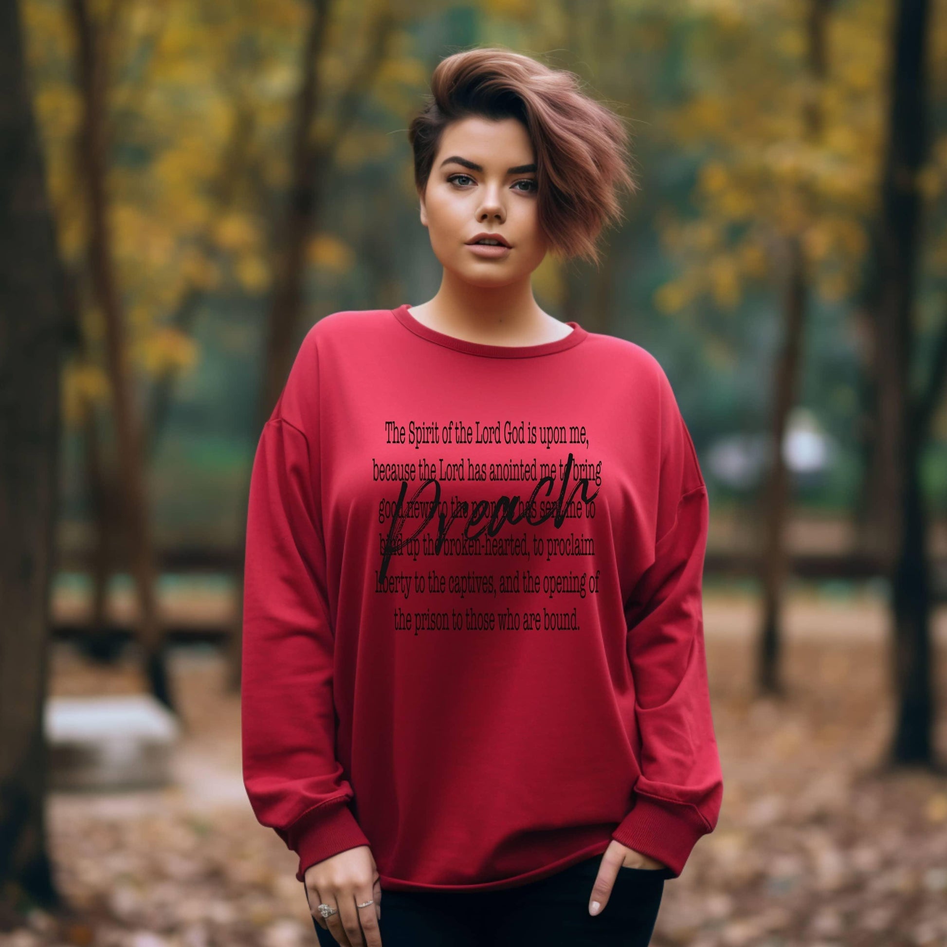 Preach The Spirit Of The Lord Is Upon Me Women’s Plus Long Sleeve Tee - JT Footprint Apparel