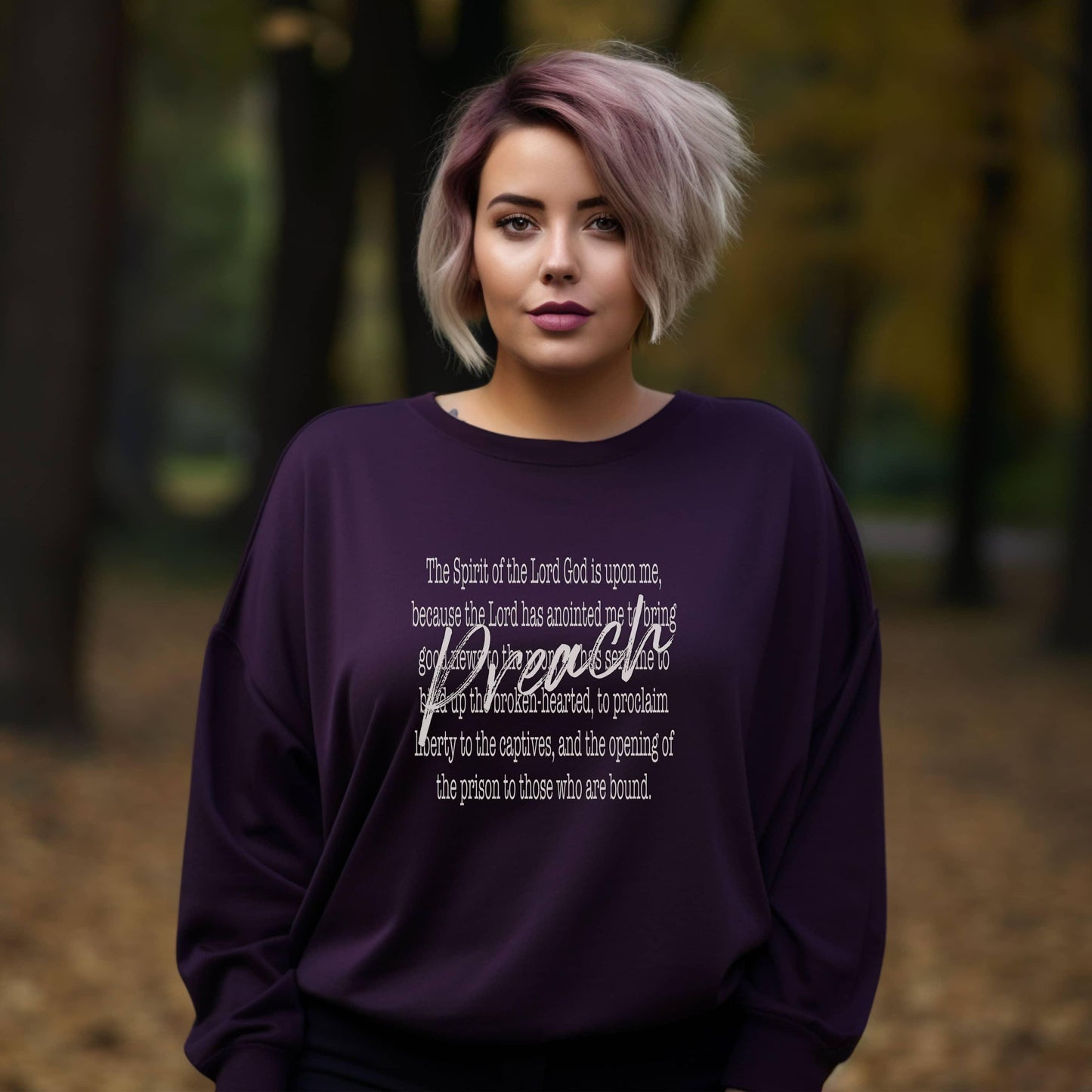 Preach The Spirit Of The Lord Is Upon Me Women’s Plus Long Sleeve Tee - JT Footprint Apparel