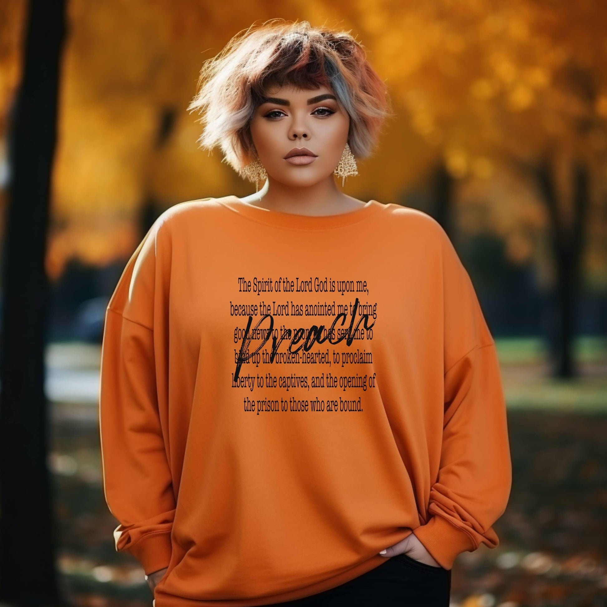 Preach The Spirit Of The Lord Is Upon Me Women’s Plus Long Sleeve Tee - JT Footprint Apparel