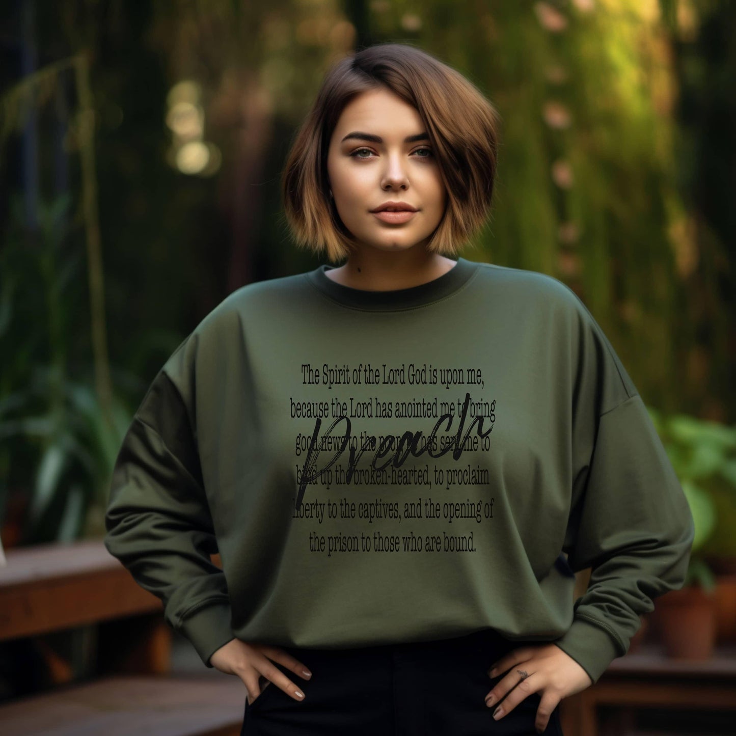 Preach The Spirit Of The Lord Is Upon Me Women’s Plus Long Sleeve Tee - JT Footprint Apparel