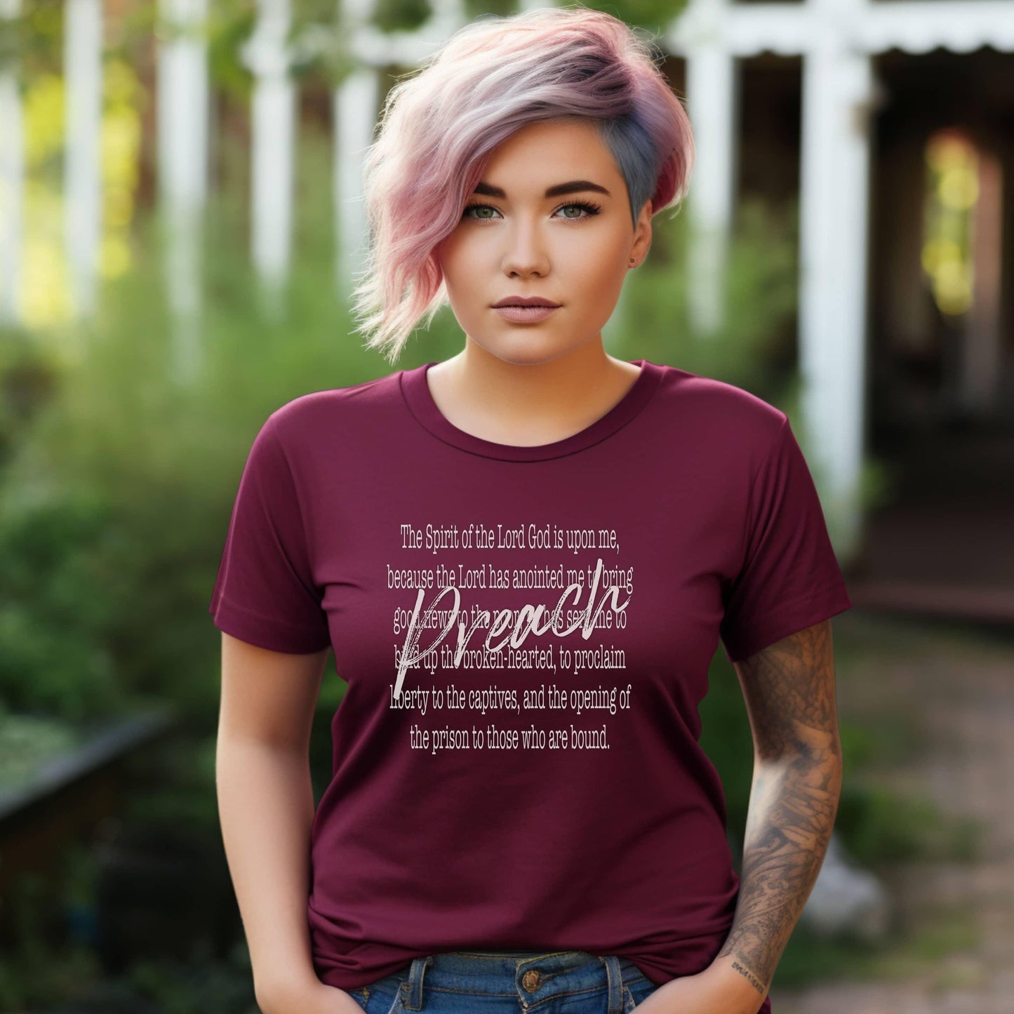 Preach The Spirit Of The Lord Is Upon Me Women’s Plus Tee - JT Footprint Apparel