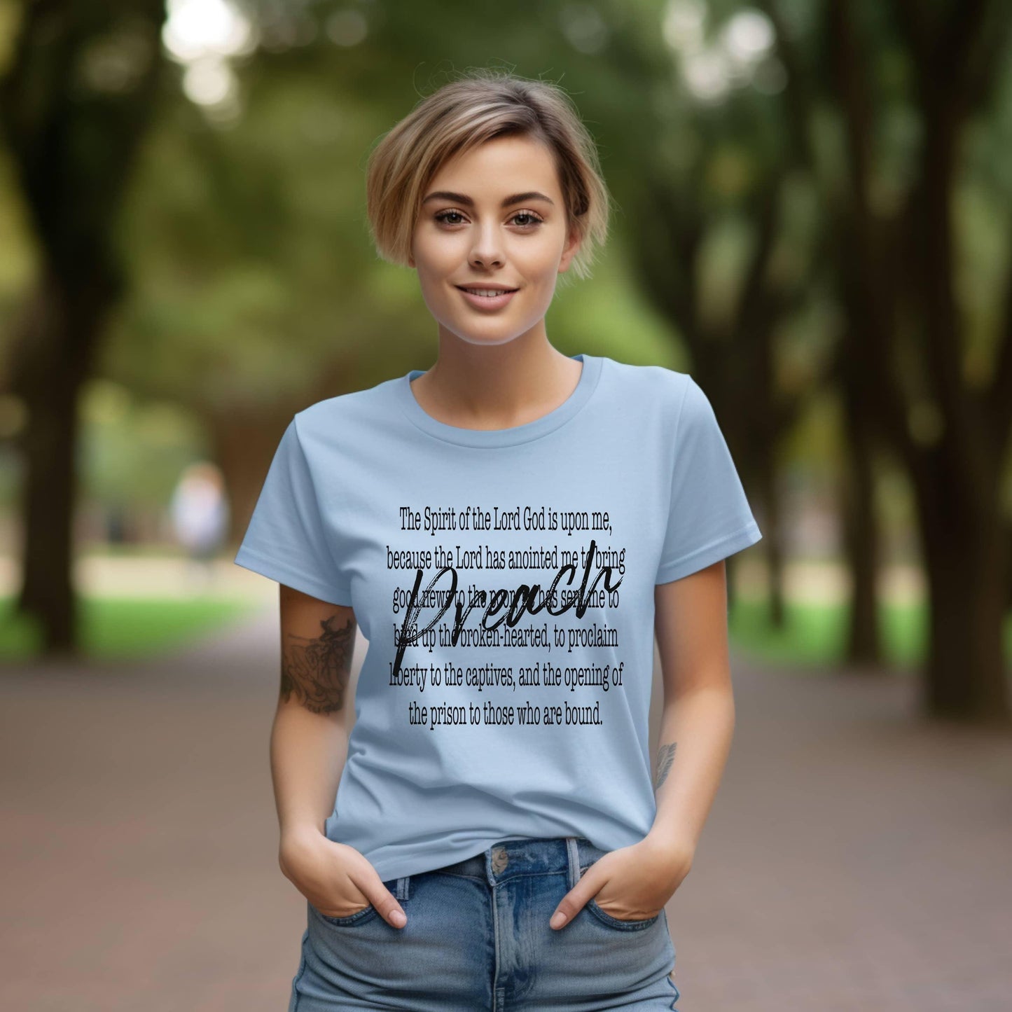 Preach The Spirit Of The Lord Is Upon Me Women’s Tee - JT Footprint Apparel