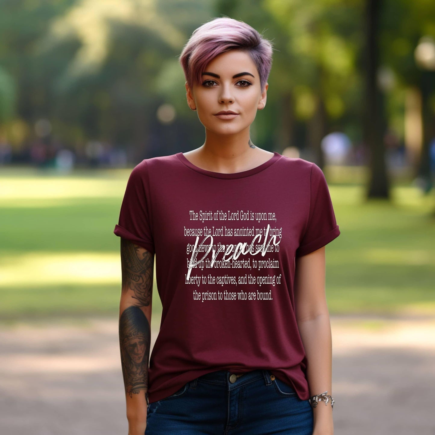 Preach The Spirit Of The Lord Is Upon Me Women’s Tee - JT Footprint Apparel