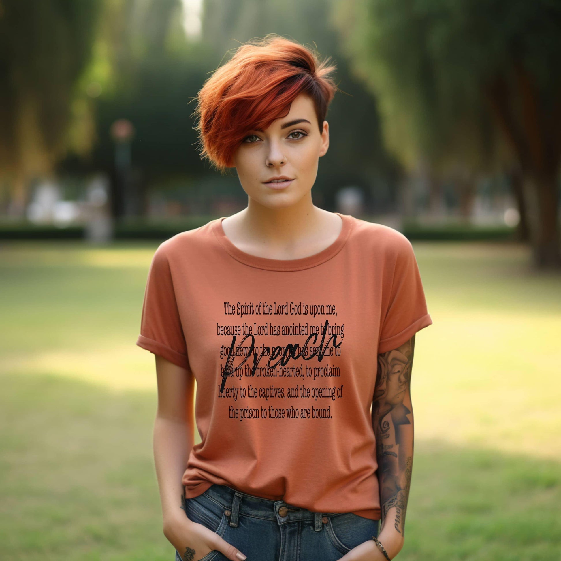 Preach The Spirit Of The Lord Is Upon Me Women’s Tee - JT Footprint Apparel