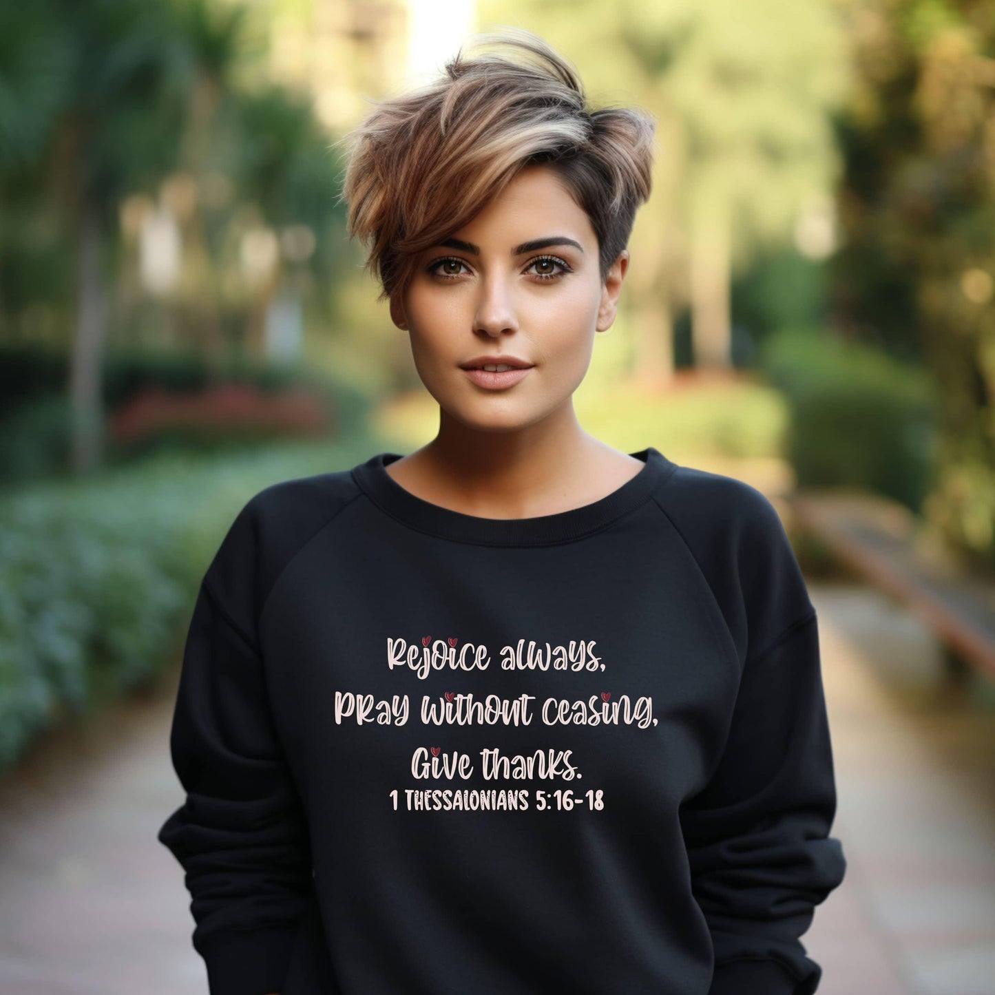 Rejoice Always Pray Without Ceasing Give Thanks Women’s Sweatshirt - JT Footprint Apparel