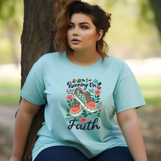 Running On Faith Women’s Plus Tee - JT Footprint Apparel