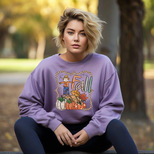 Scarecrow's Fall Pumpkin Palooza Women’s Fleece Sweatshirt - JT Footprint Apparel