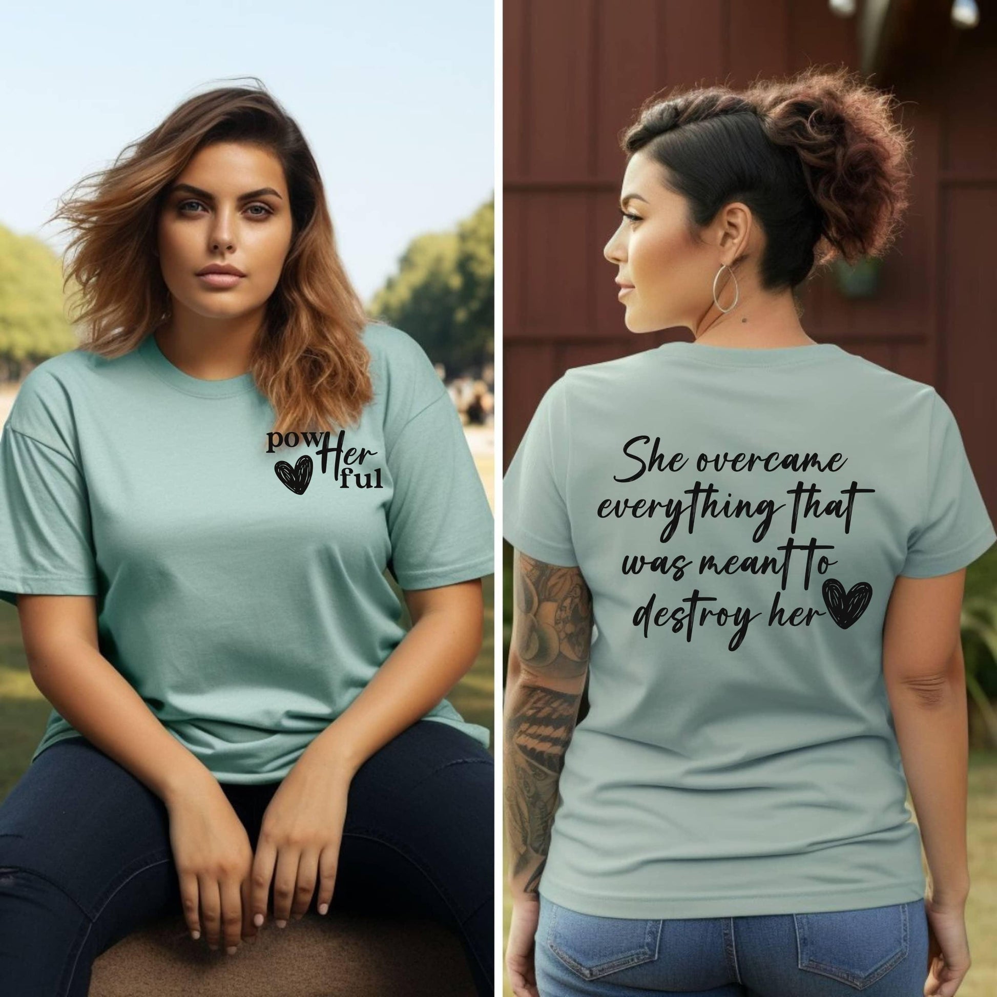 She Overcame Everything Meant To Destroy Her Women’s Plus Tee - JT Footprint Apparel