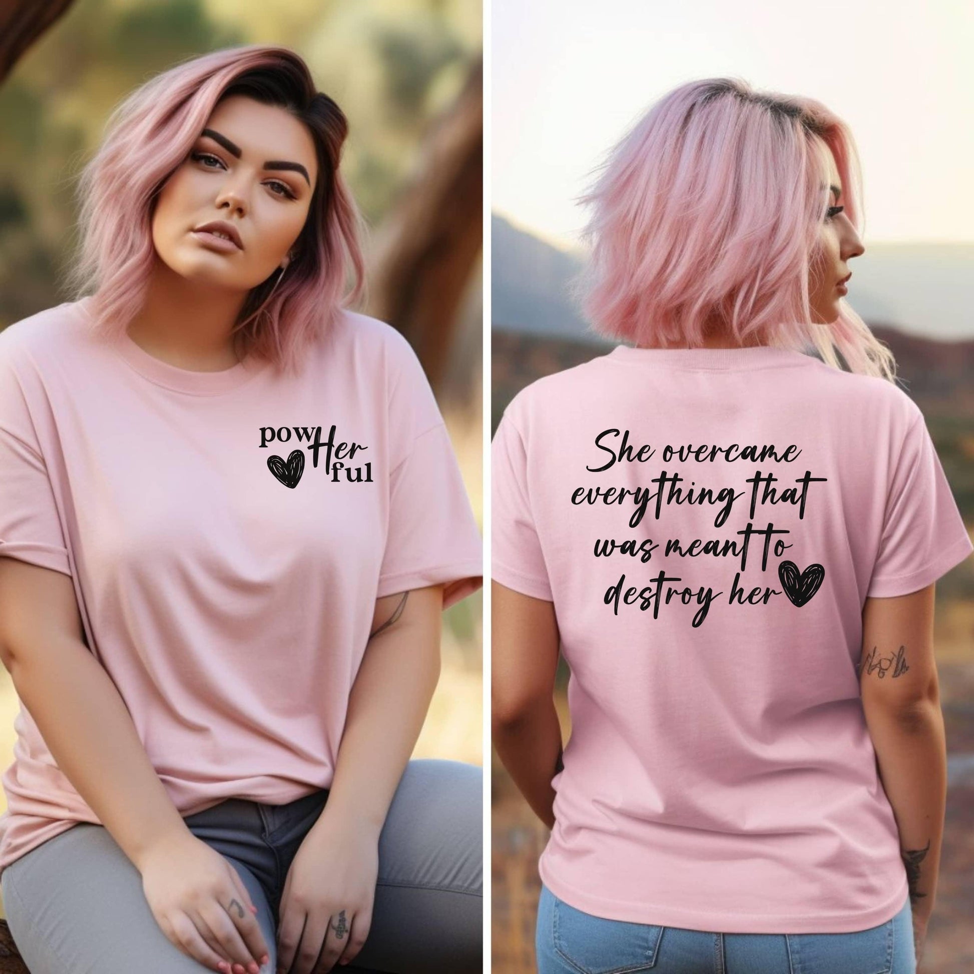 She Overcame Everything Meant To Destroy Her Women’s Plus Tee - JT Footprint Apparel