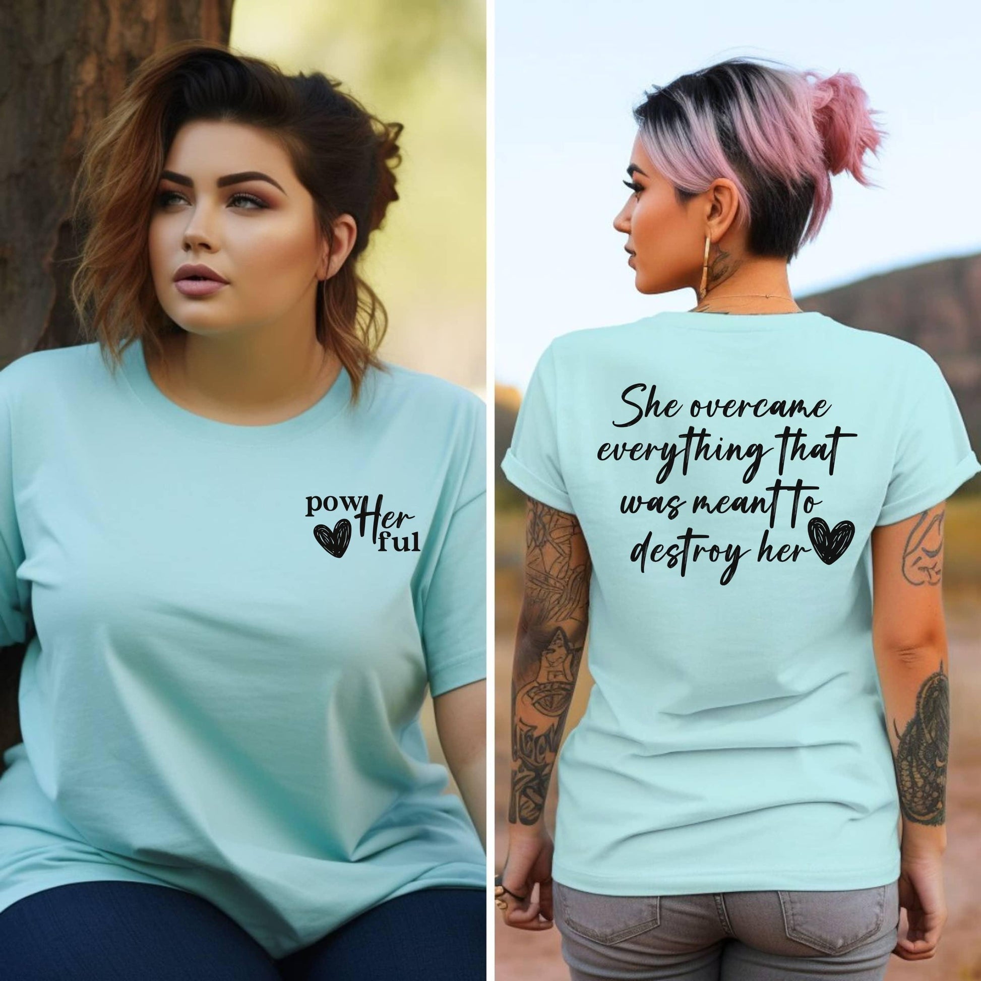 She Overcame Everything Meant To Destroy Her Women’s Plus Tee - JT Footprint Apparel