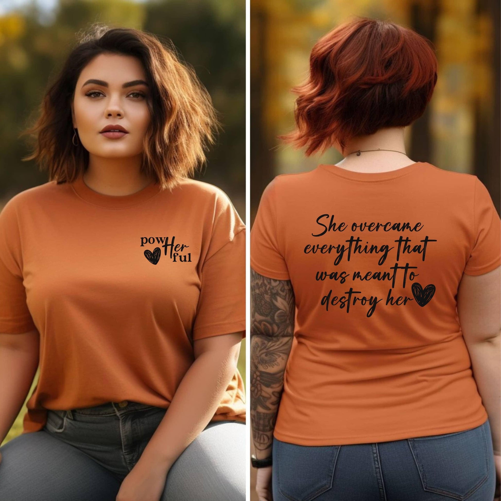 She Overcame Everything Meant To Destroy Her Women’s Plus Tee - JT Footprint Apparel